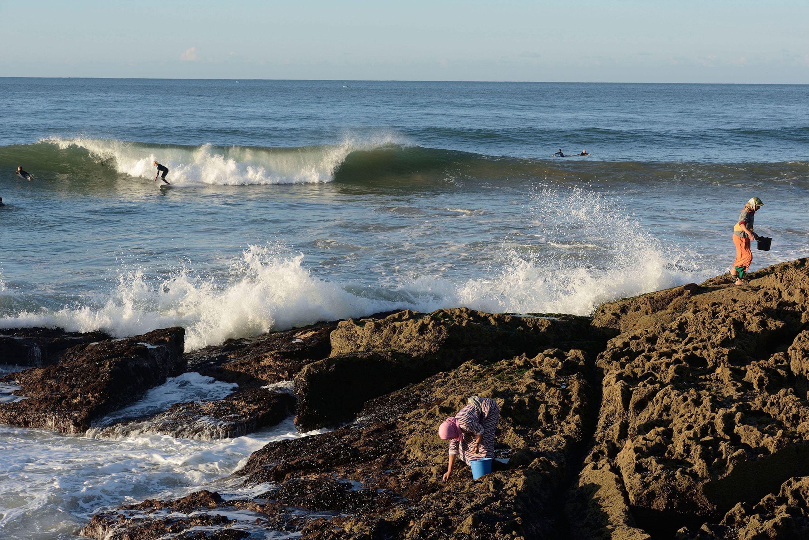 surfers in Taghazout, Morocco