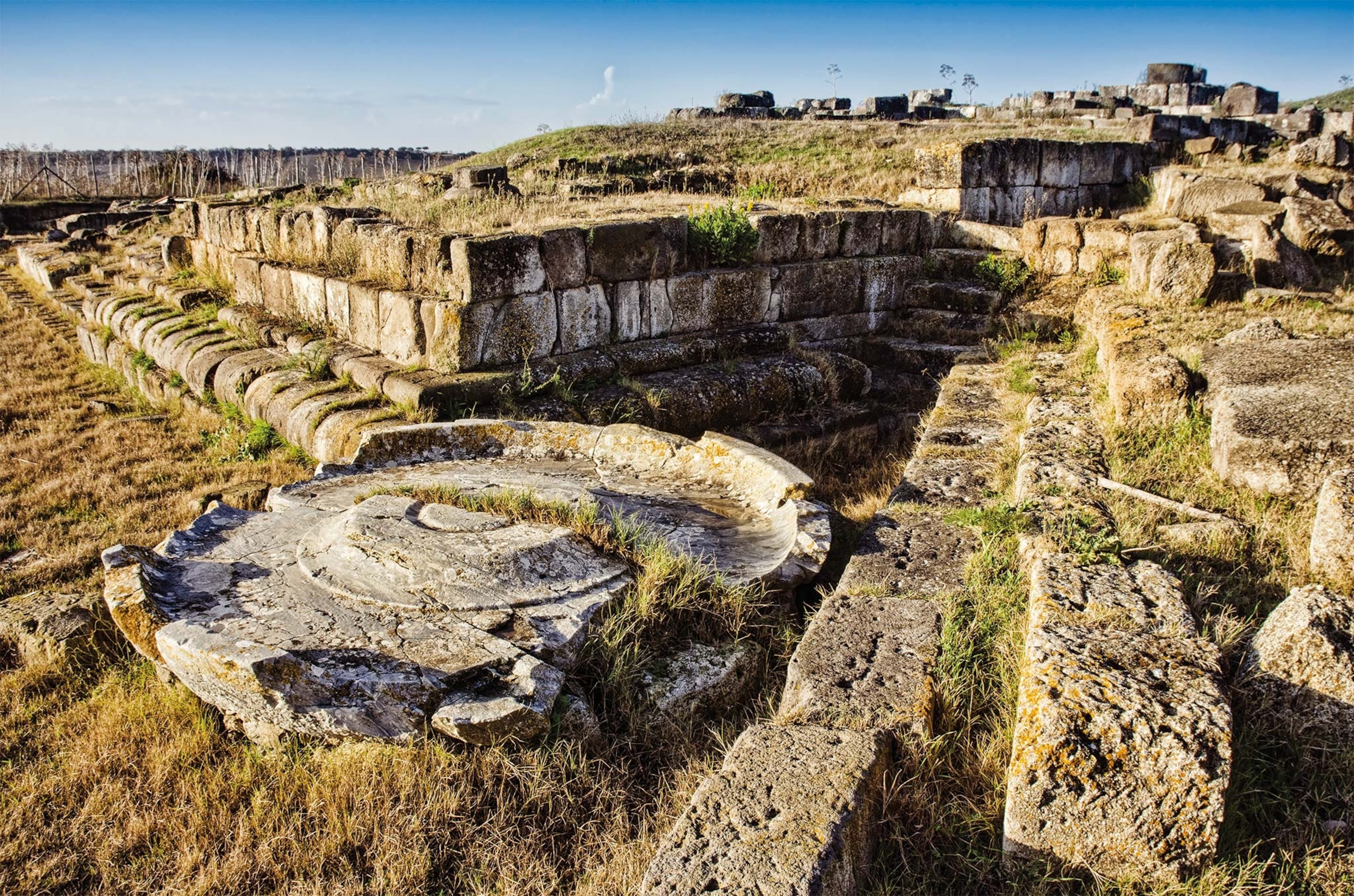 The fourth-century B.C. temple known as the Altar of the Queen dominates the ruins of the ancient Etruscan city of Tarquinia in western Italy.