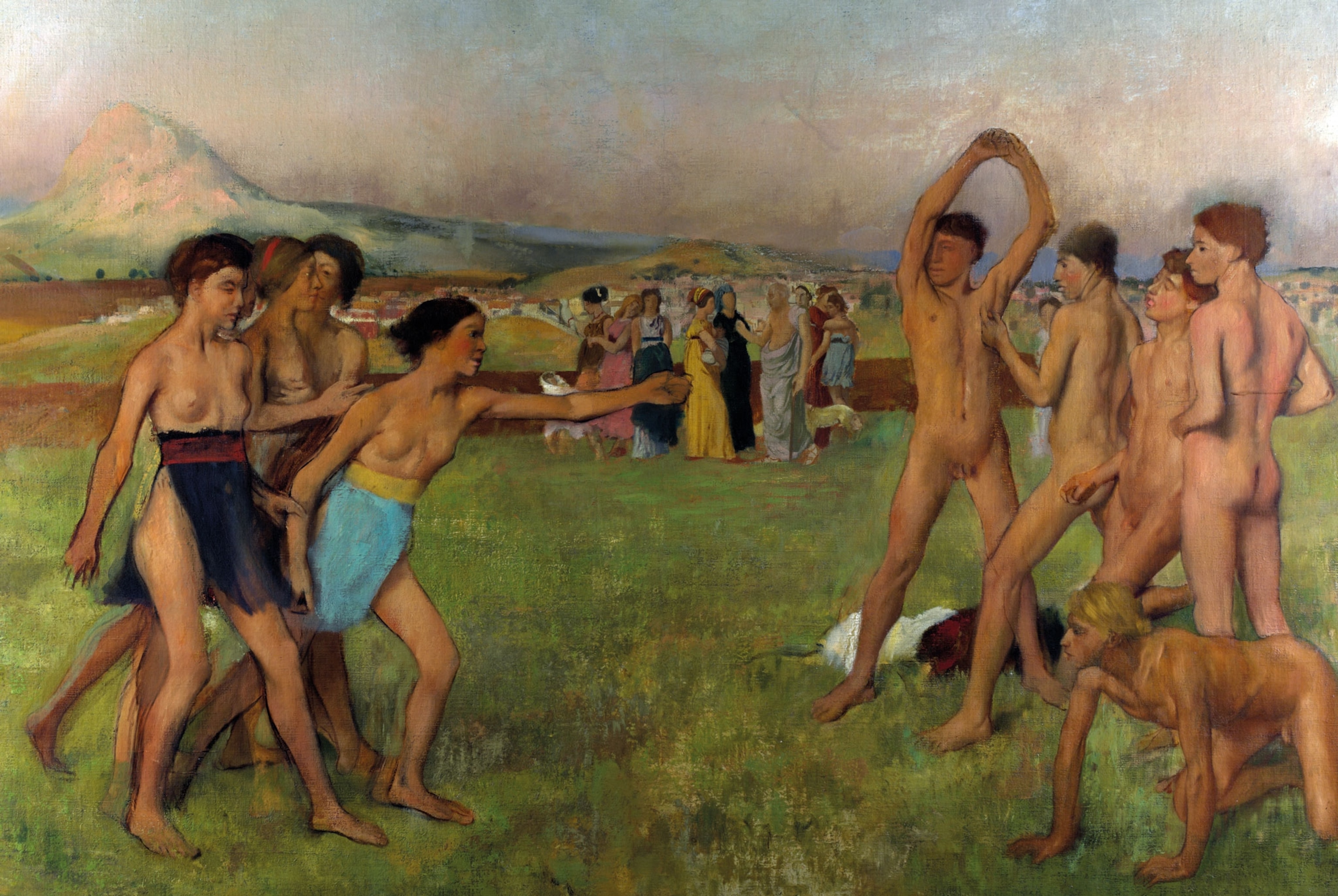 a painting of Painting of Spartan women engaging in sport alongside their male peers
