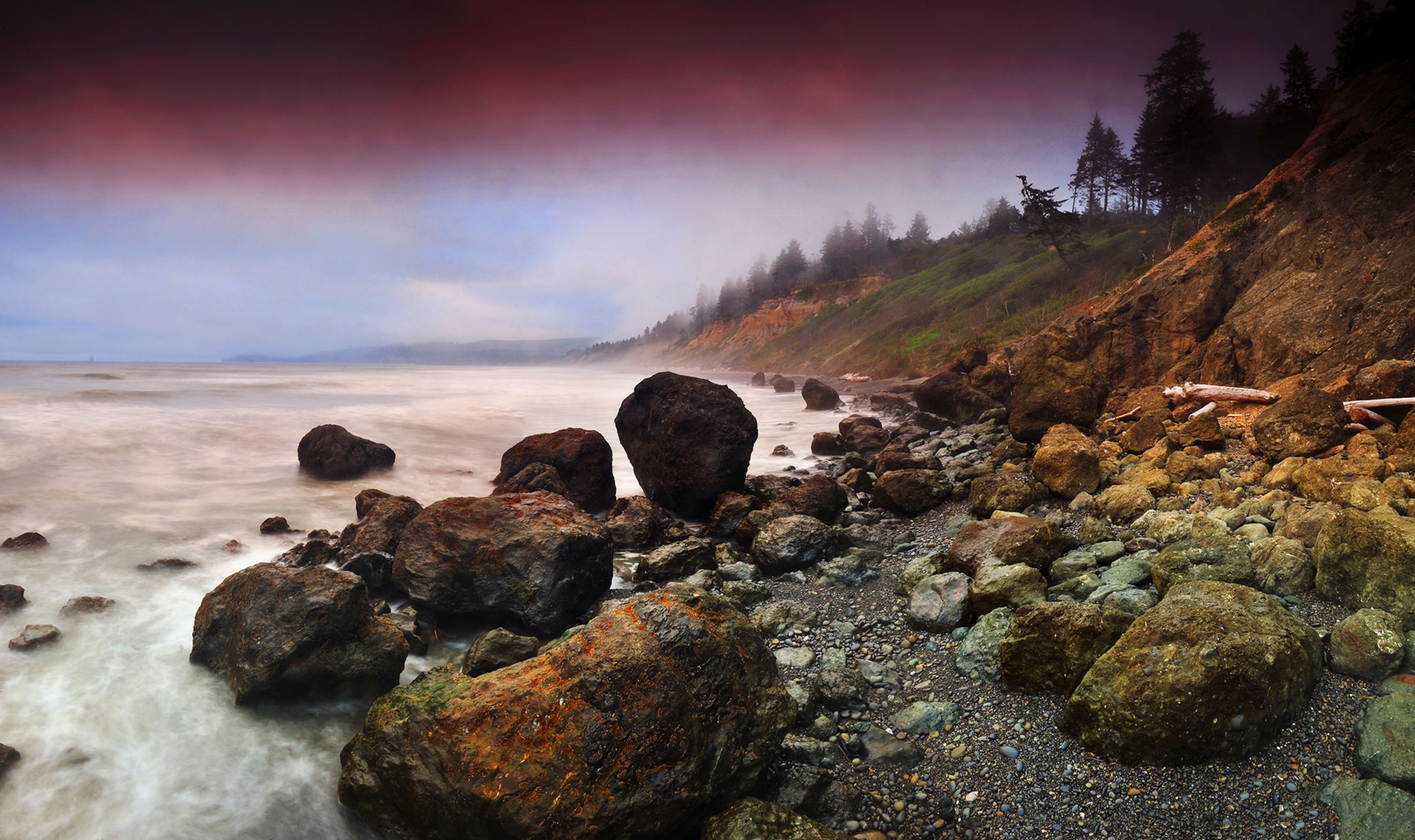 View of Ruby Beach, Olympic National Park, Washington as the sun sets