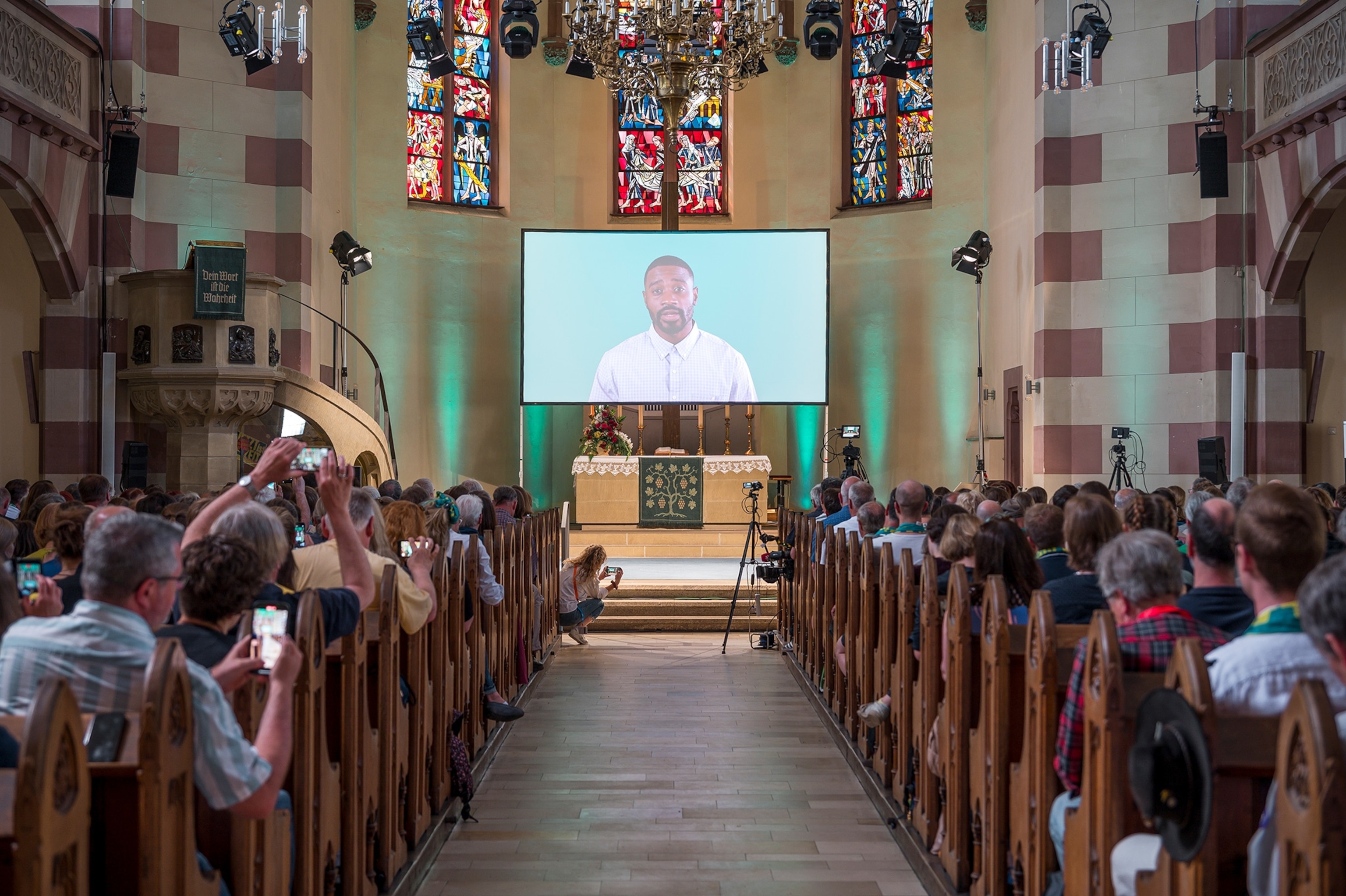 In 2023 a service at St. Paul Church in the town of Fürth, Germany, was created by ChatGPT and delivered by avatars on the screen.