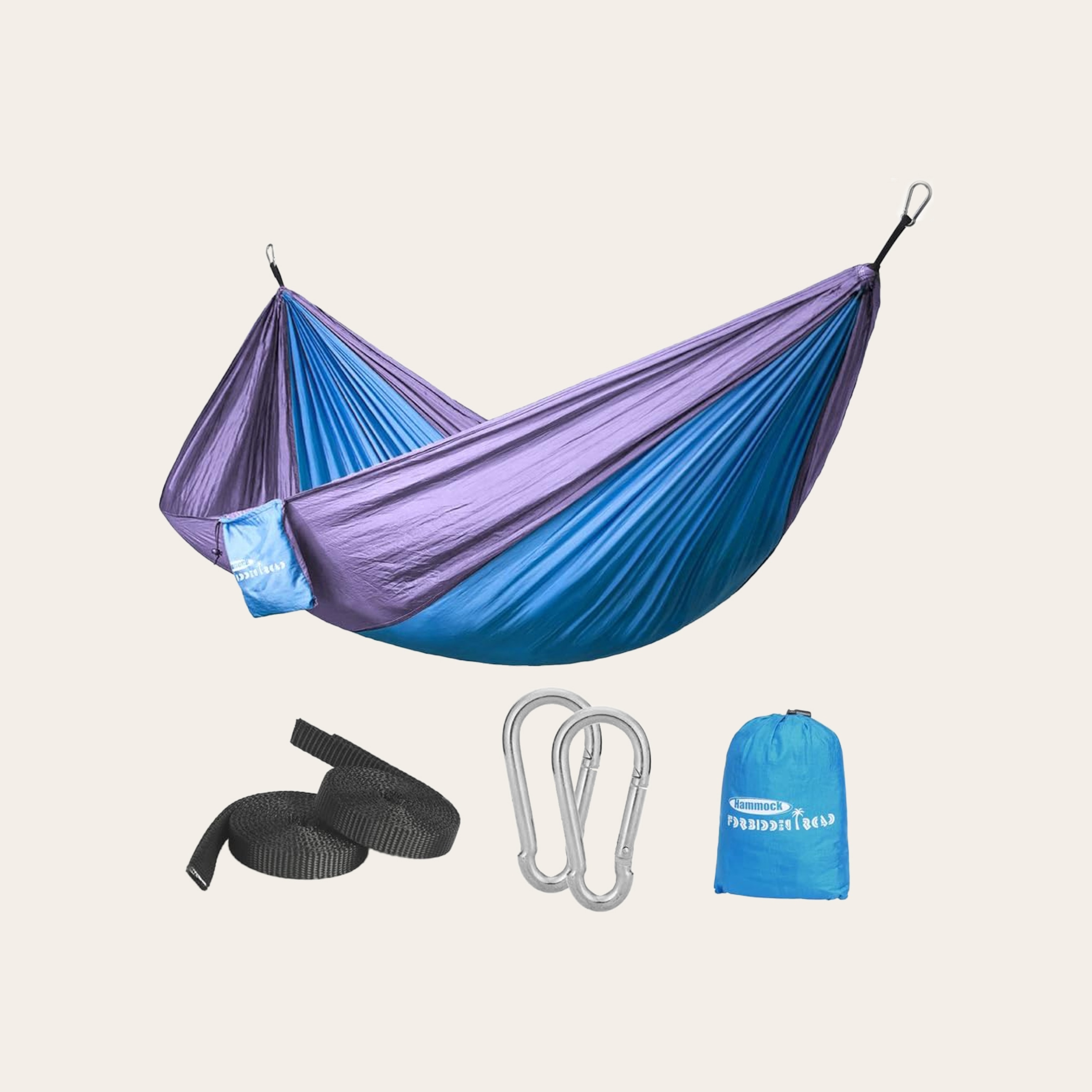 Blue and purple camping hammock