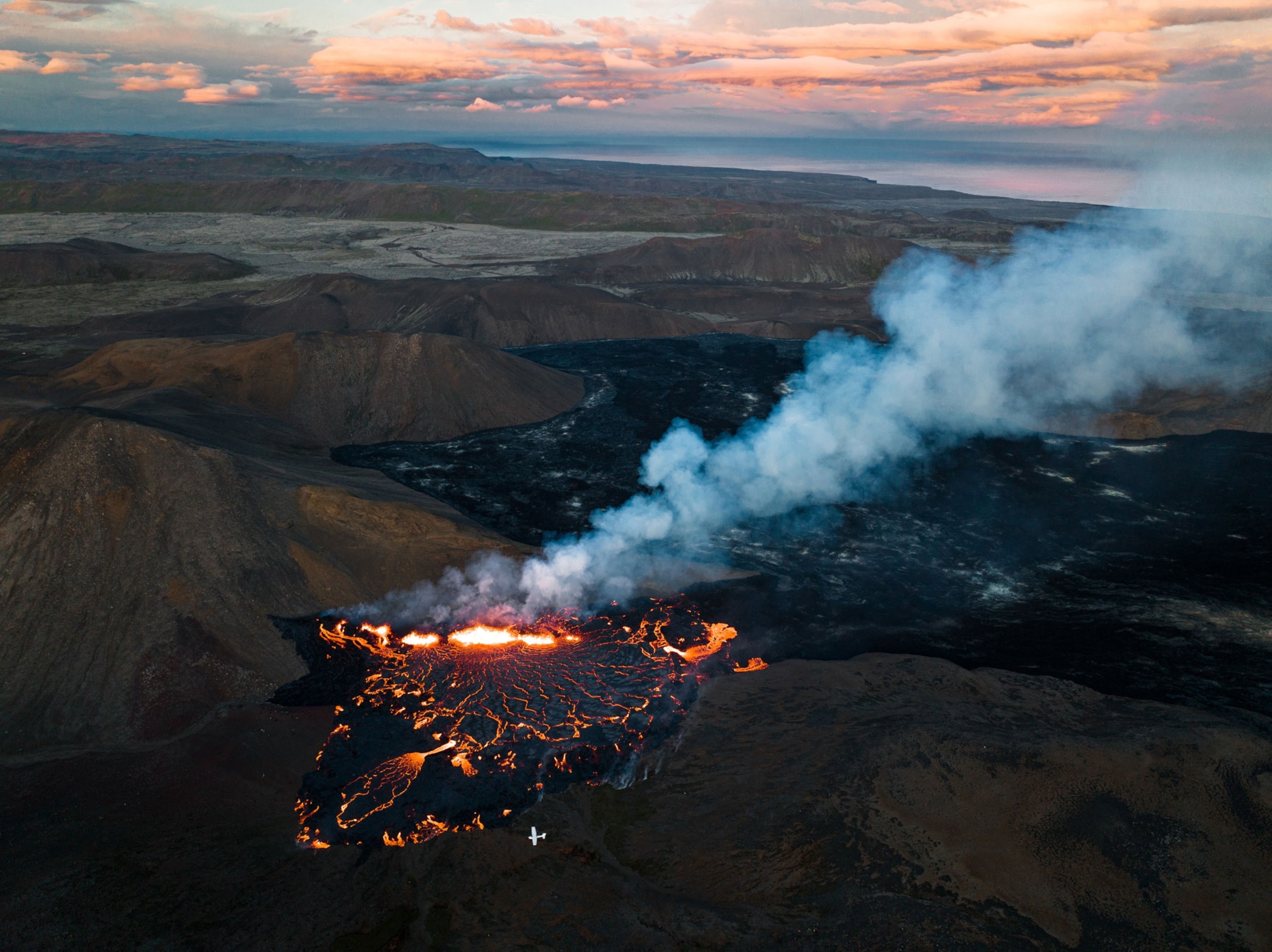 aerial view of eruption