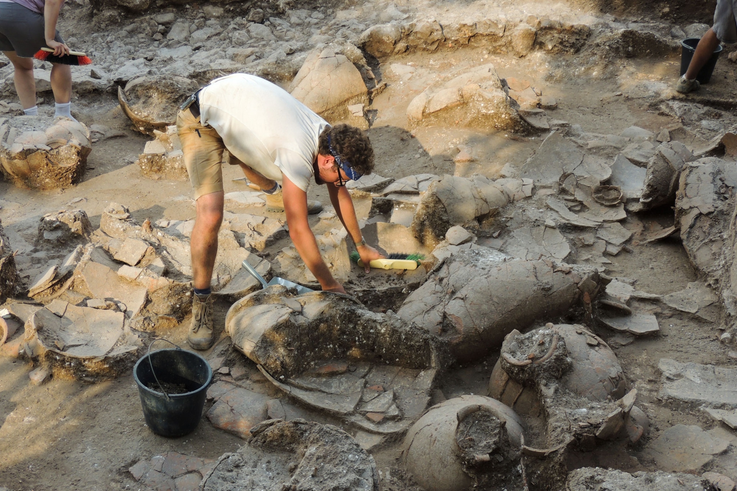 Archaeologist at a dig site