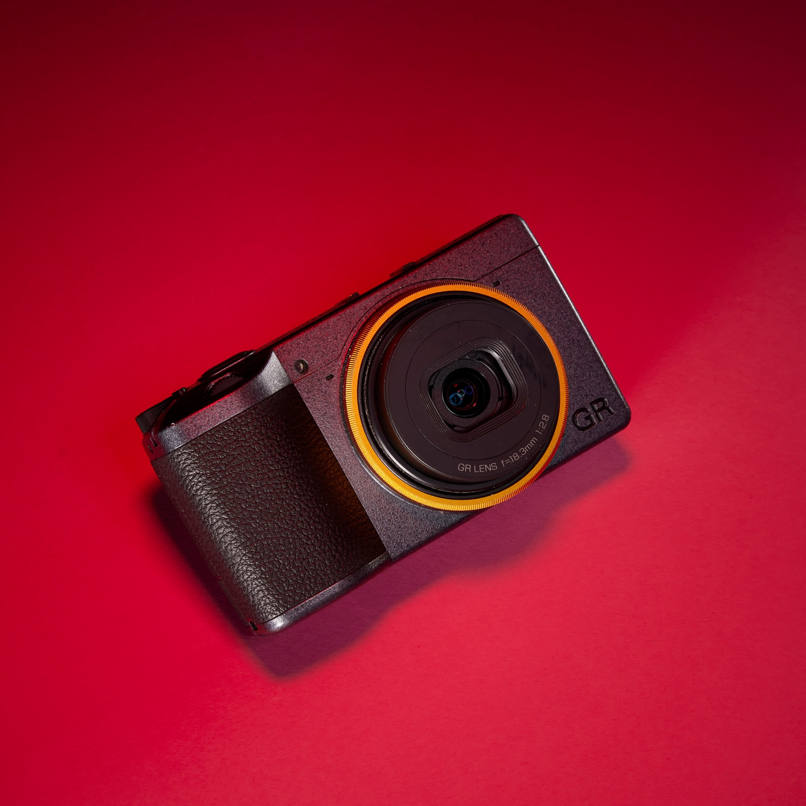 Studio photograph of the Ricoh GR III camera, made for the 2023 National Geographic 2023 travel camera guide