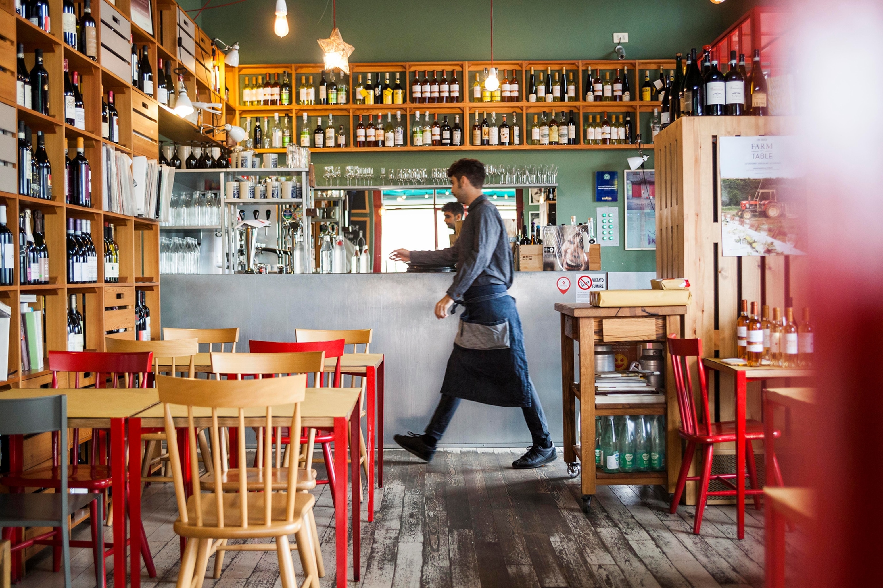 The slowfood, farm to table, farm dinner restaurant Erba Brusca in the Navigli district of Milan, Italy.