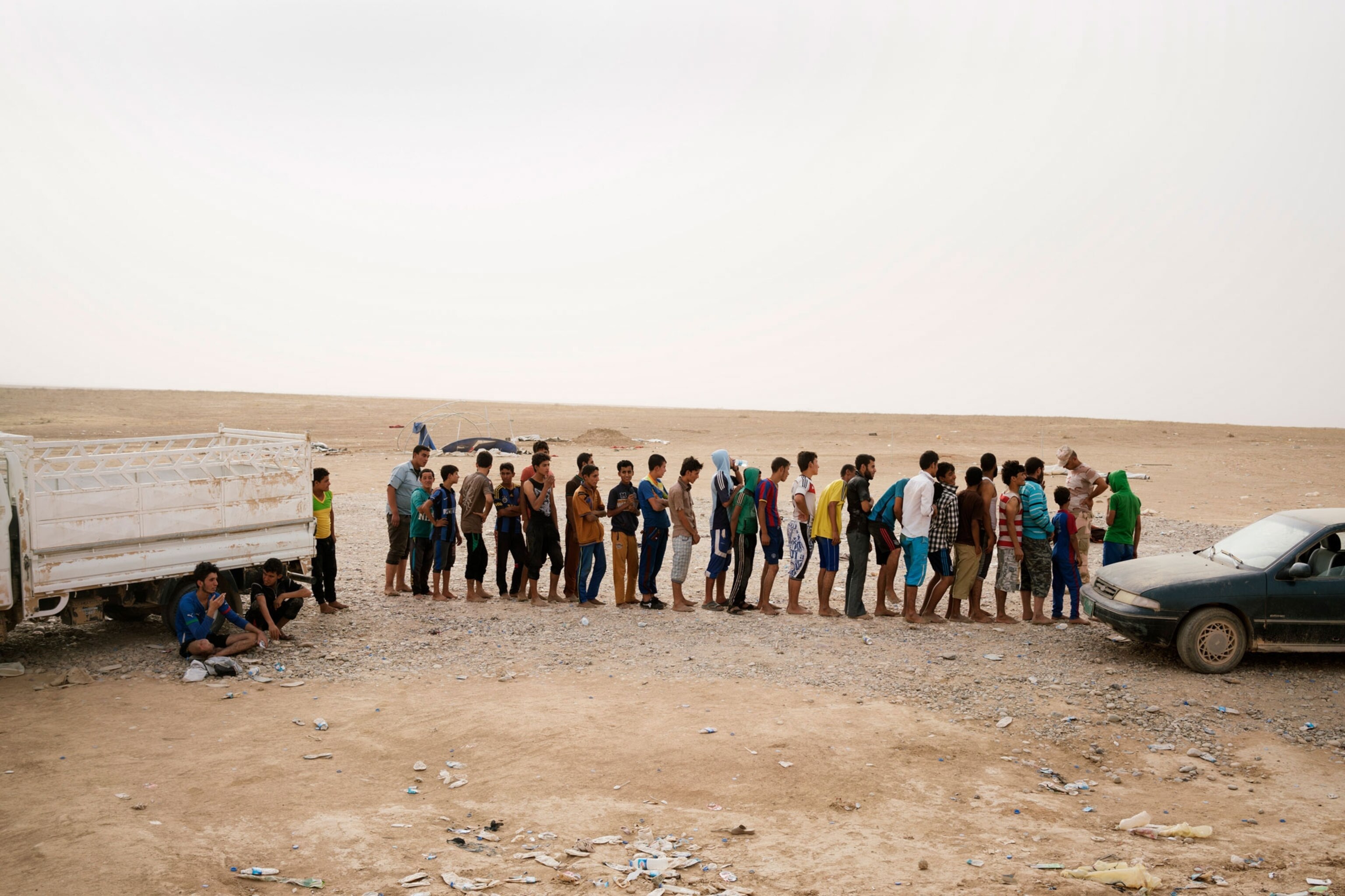 young Sunni men fleeing ISIS controlled areas