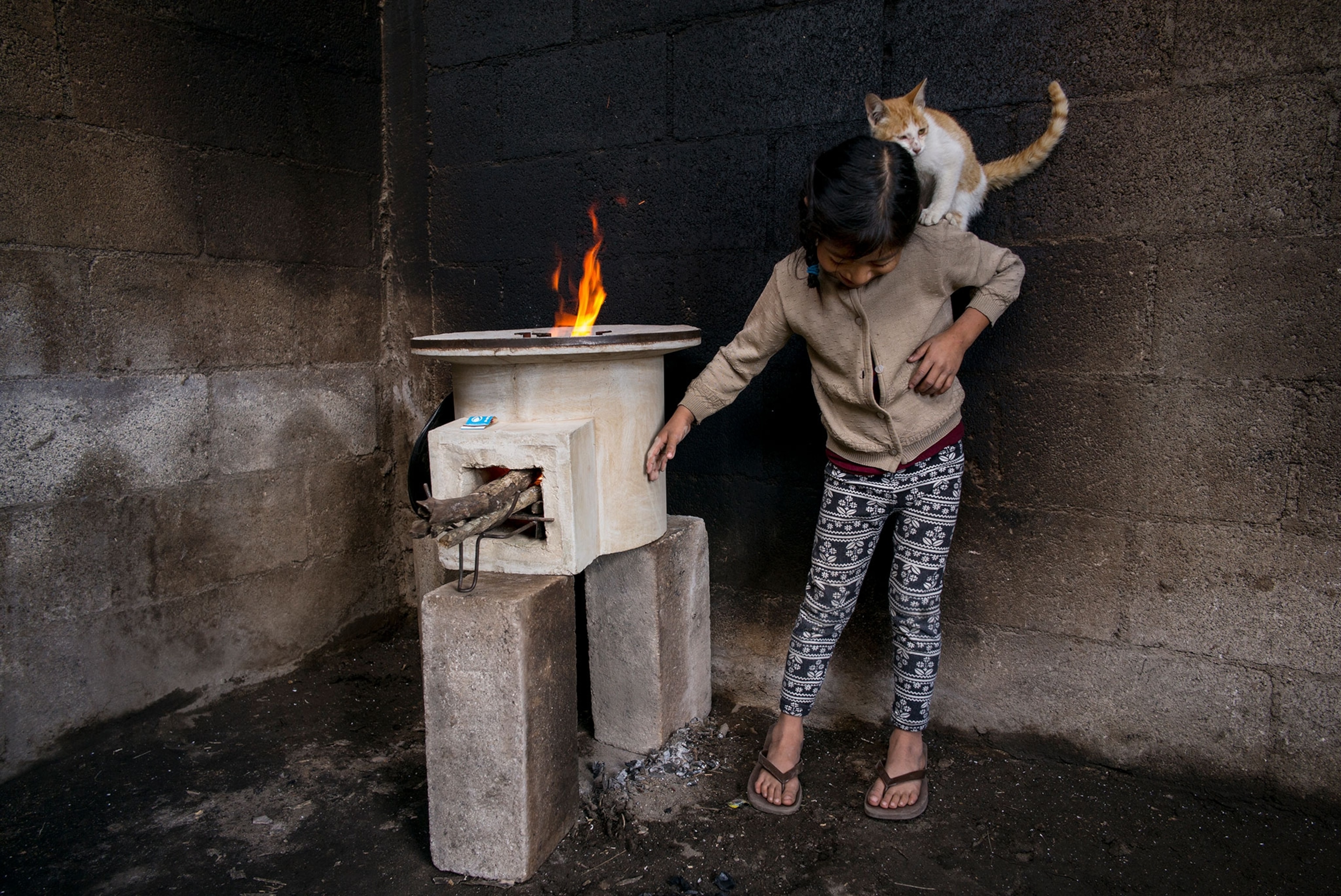 a girl with a new stove
