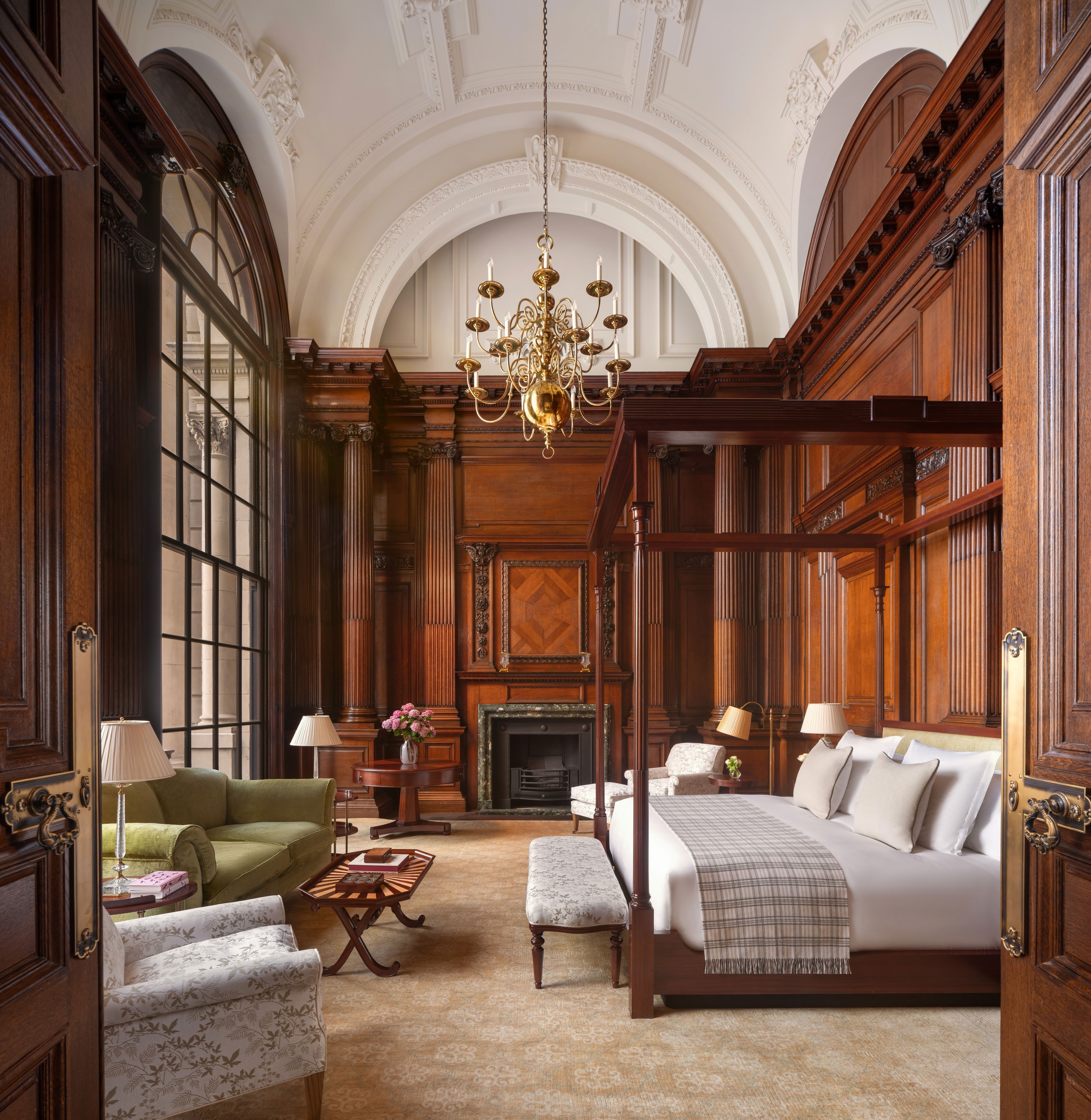 interior bedroom in historic hotel