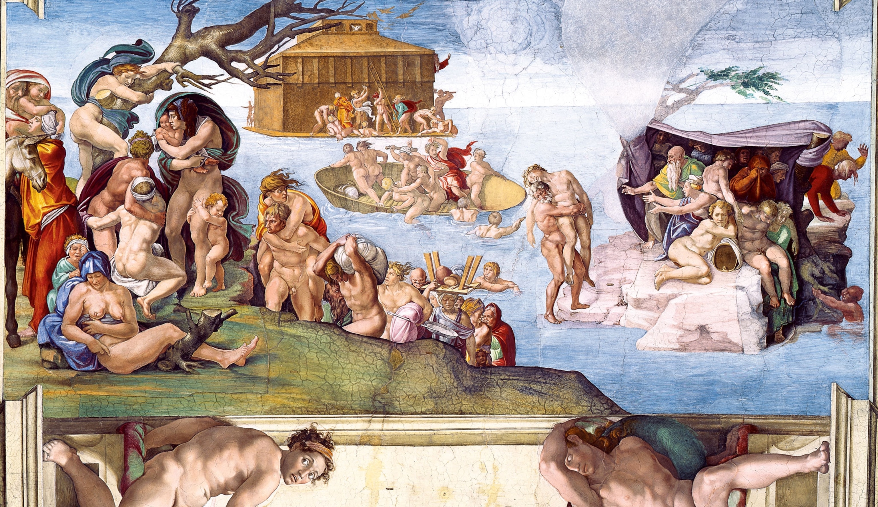 the Flood painted on the Sistine Chapel ceiling