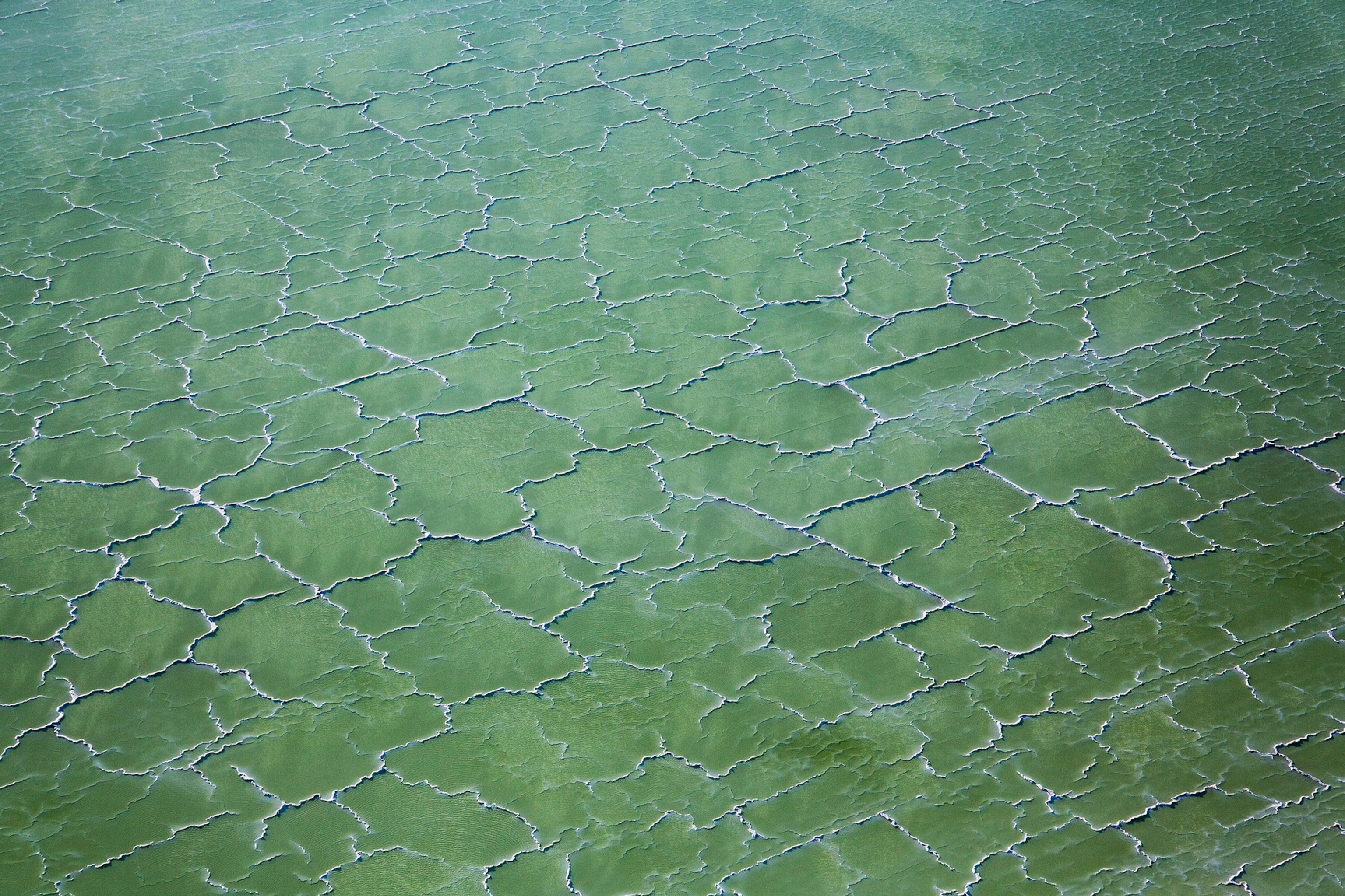 the landscape seen from the window seat of a plane over the Great Salt Lake in Utah