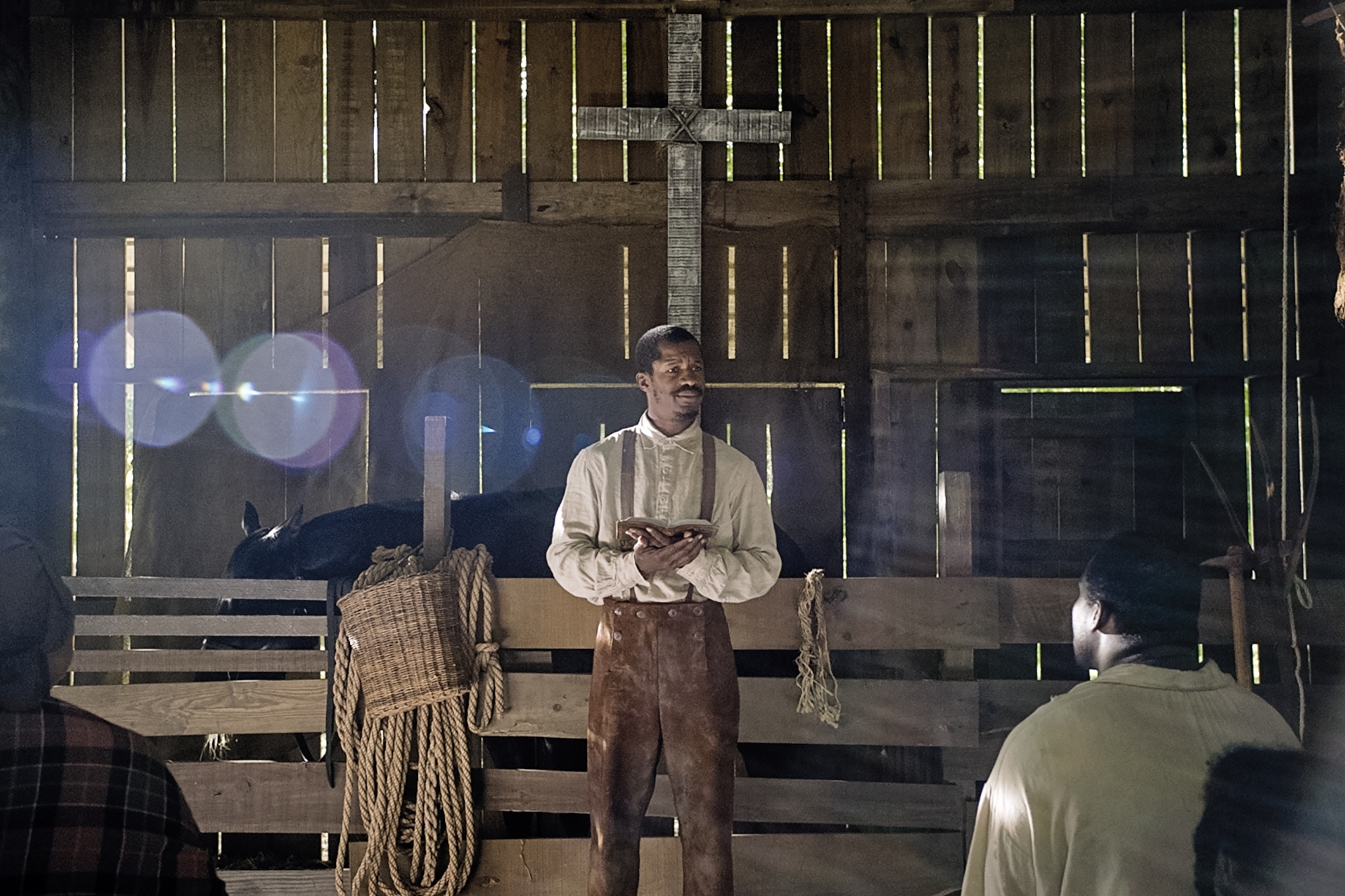 Nat Turner preaching with his Bible in hand