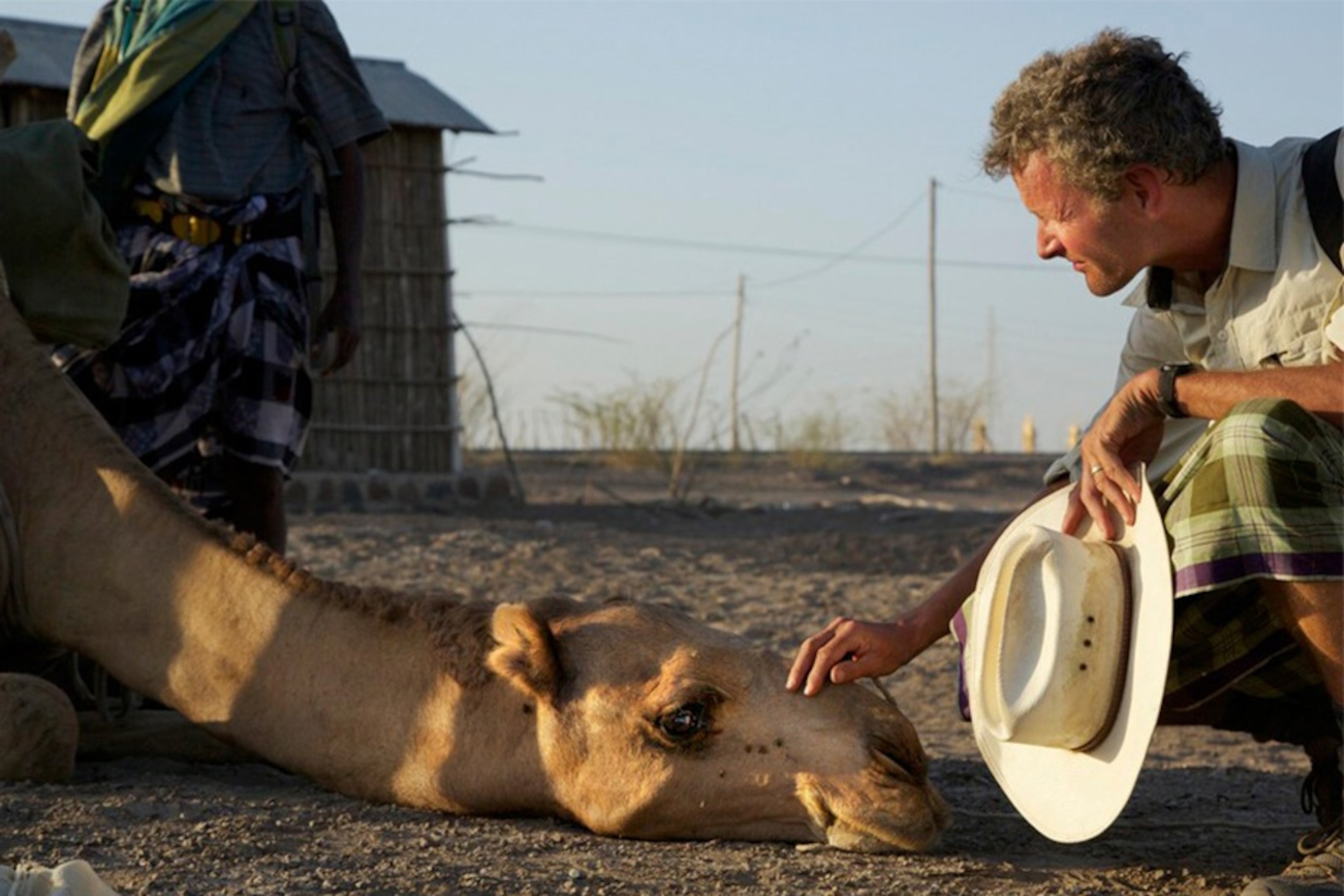 A’urta gets a reassuring head scratch while being loaded for the trail near Asaita, Ethiopia.