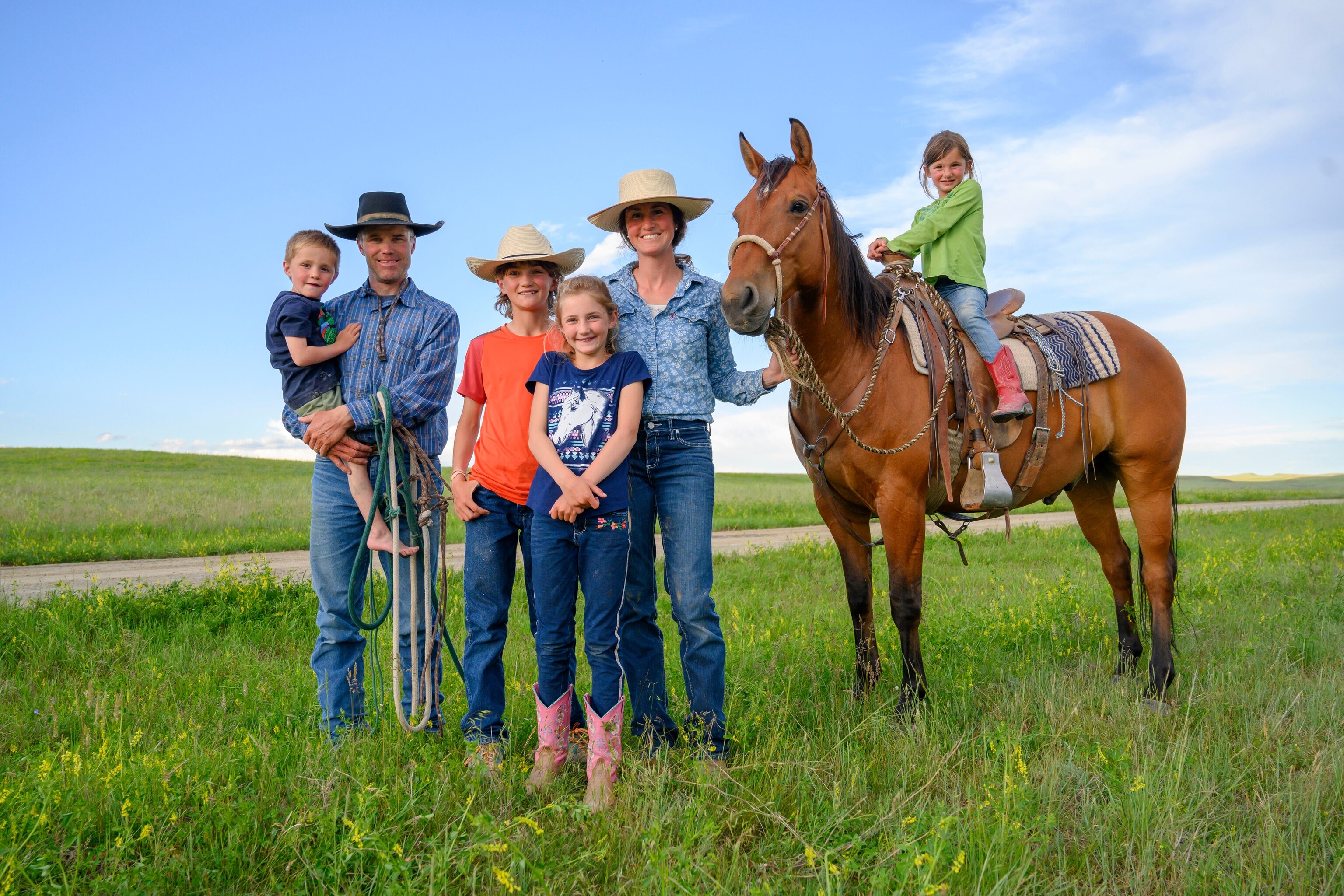The Zaranek-Anderson family at their ranch in Montana.