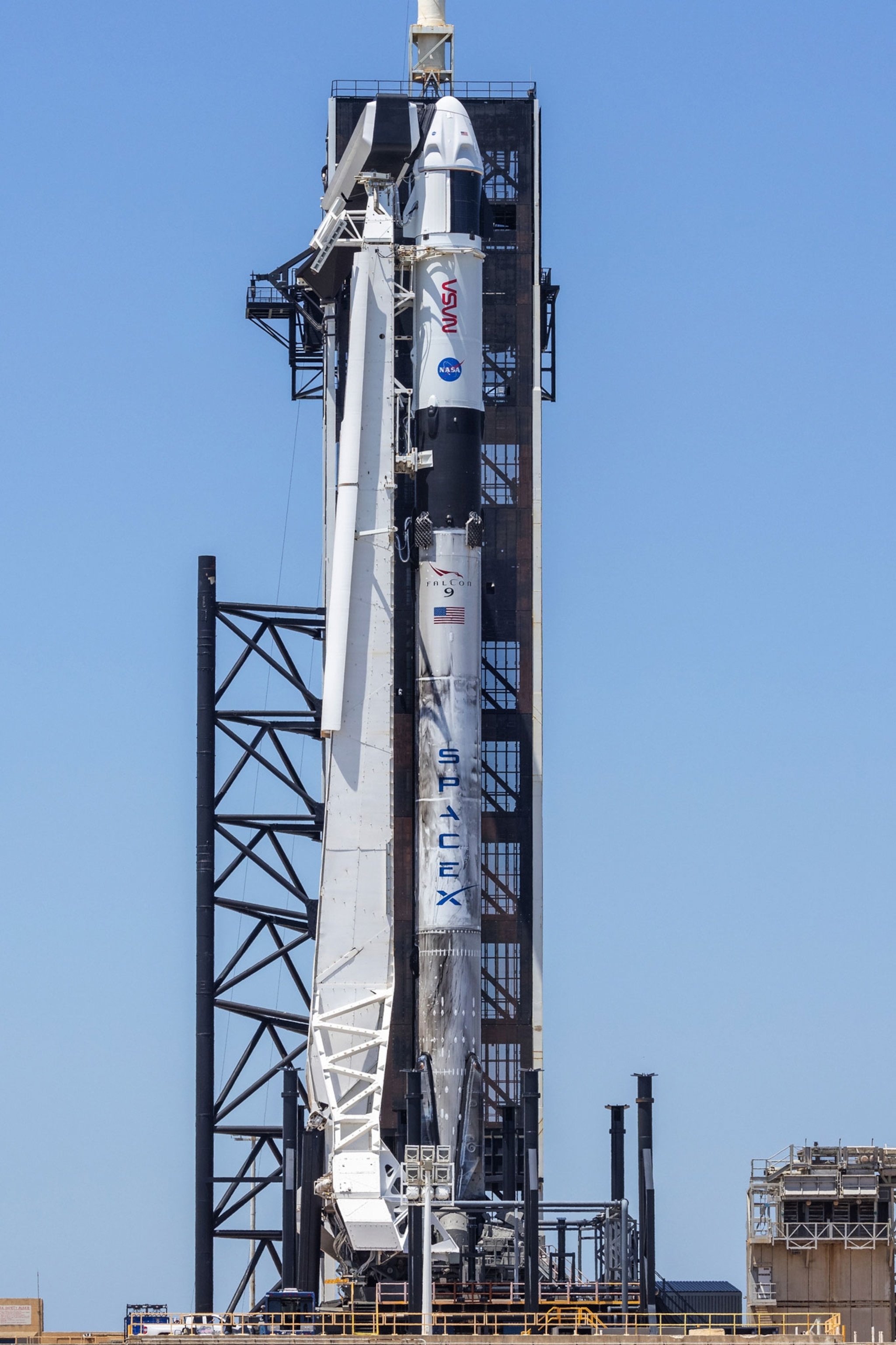SpaceX Crew-2 rocket on the launchpad at Cape Canaveral in Florida.