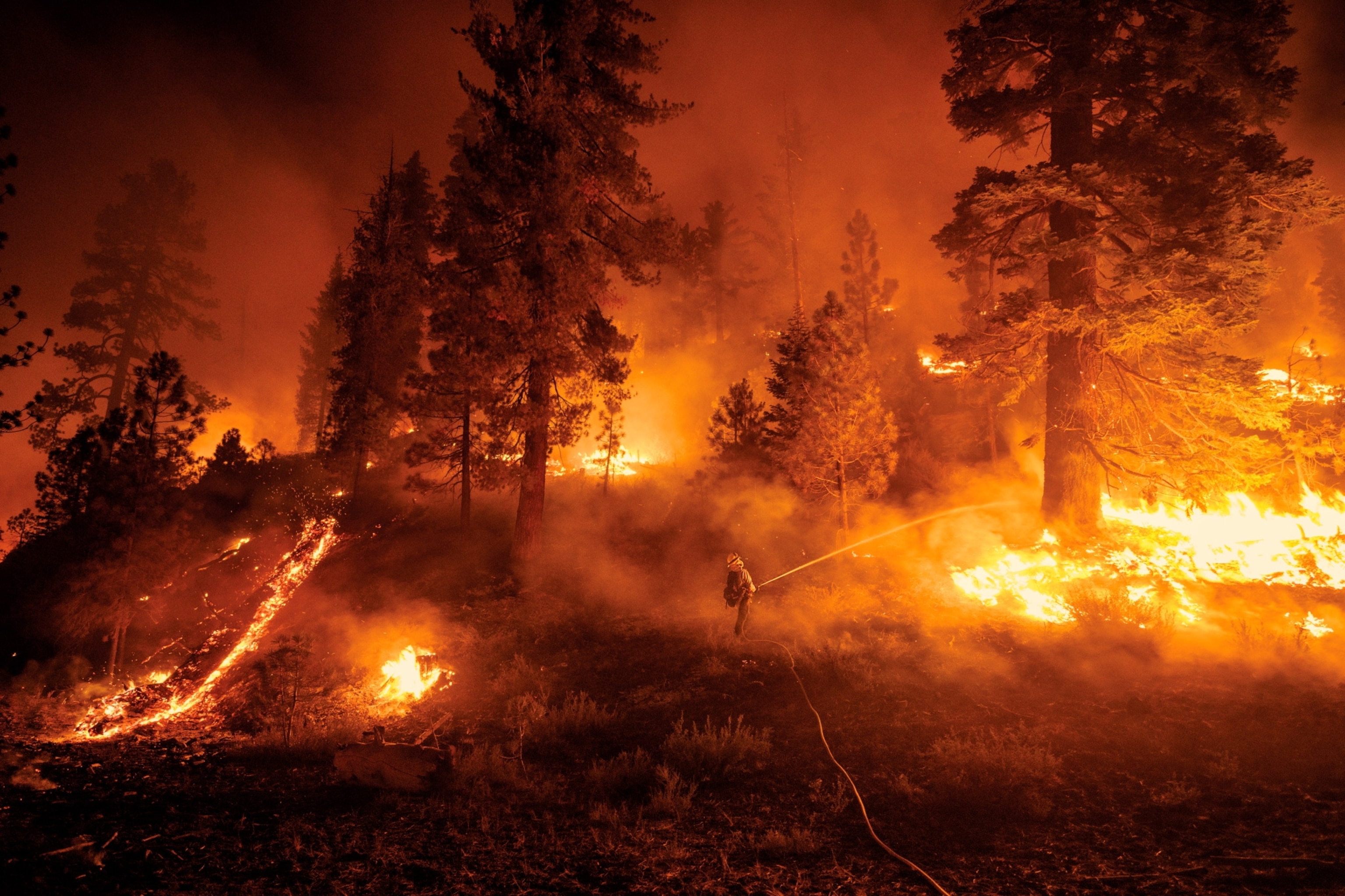 Picture of firefighters battling California's Dixie fire