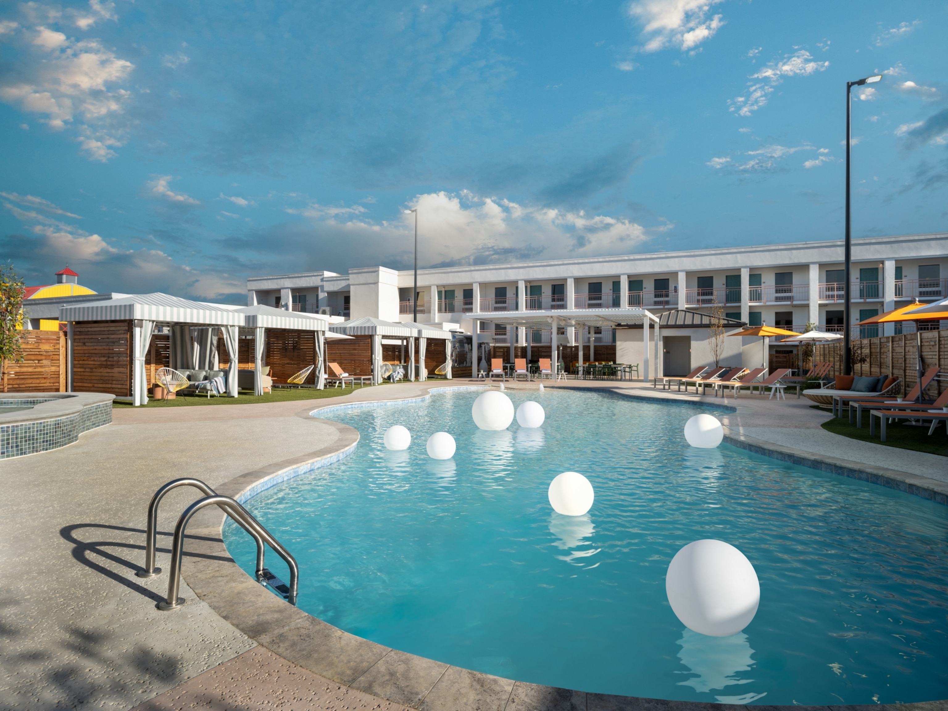 The pool at the Wayback, decorated with art deco