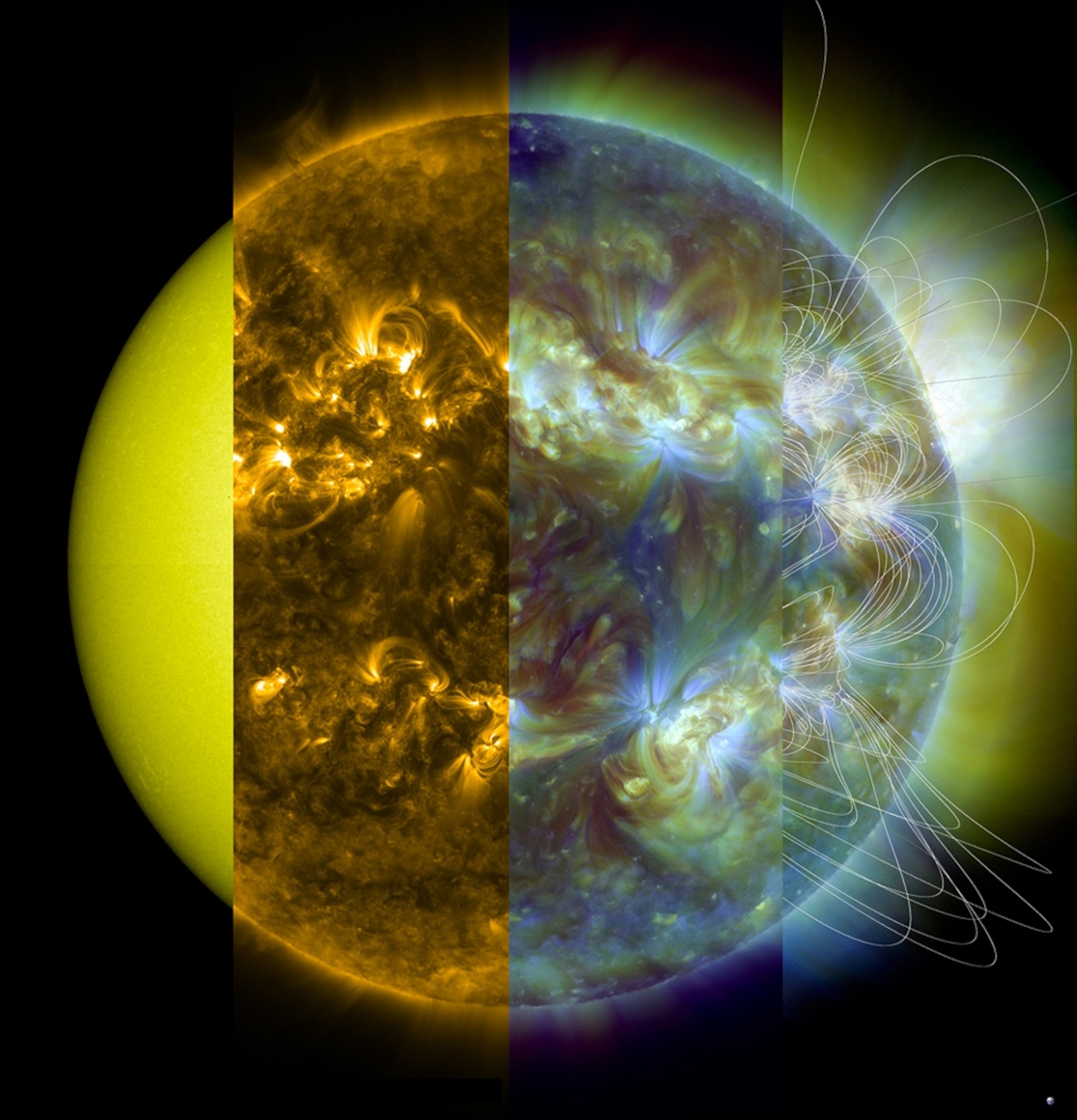 four different views of the sun