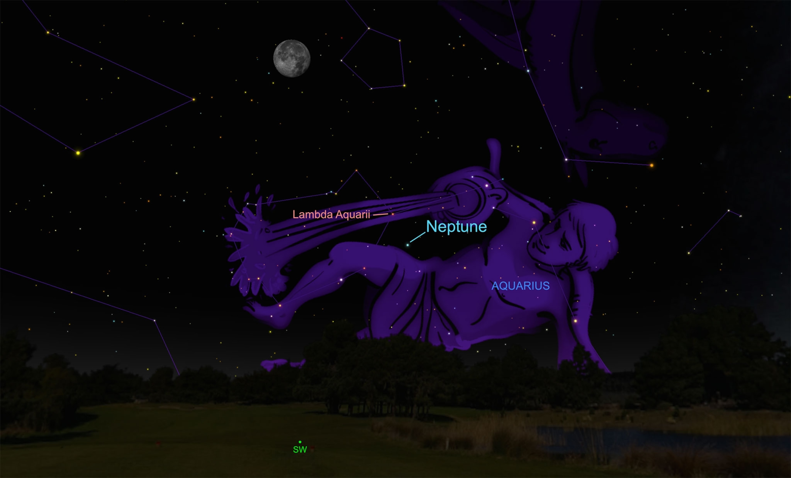 Neptune reeaches its biggest and brightest in our skies this week