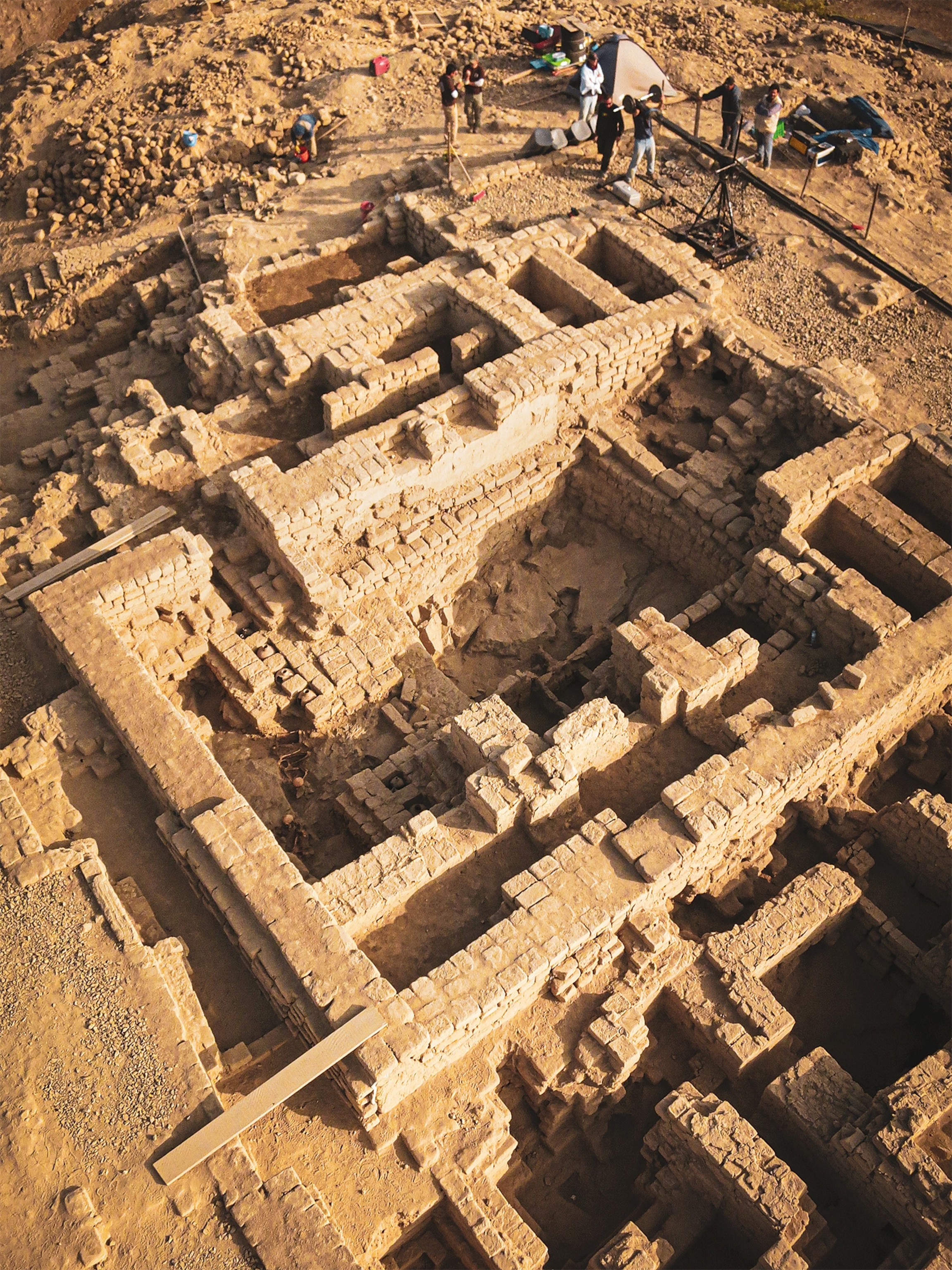 As layers of dirt were cleared away, a labyrinth of chambers made of heavy mud bricks revealed itself during the excavation of the royal tomb at El Castillo de Huarmey, Peru.