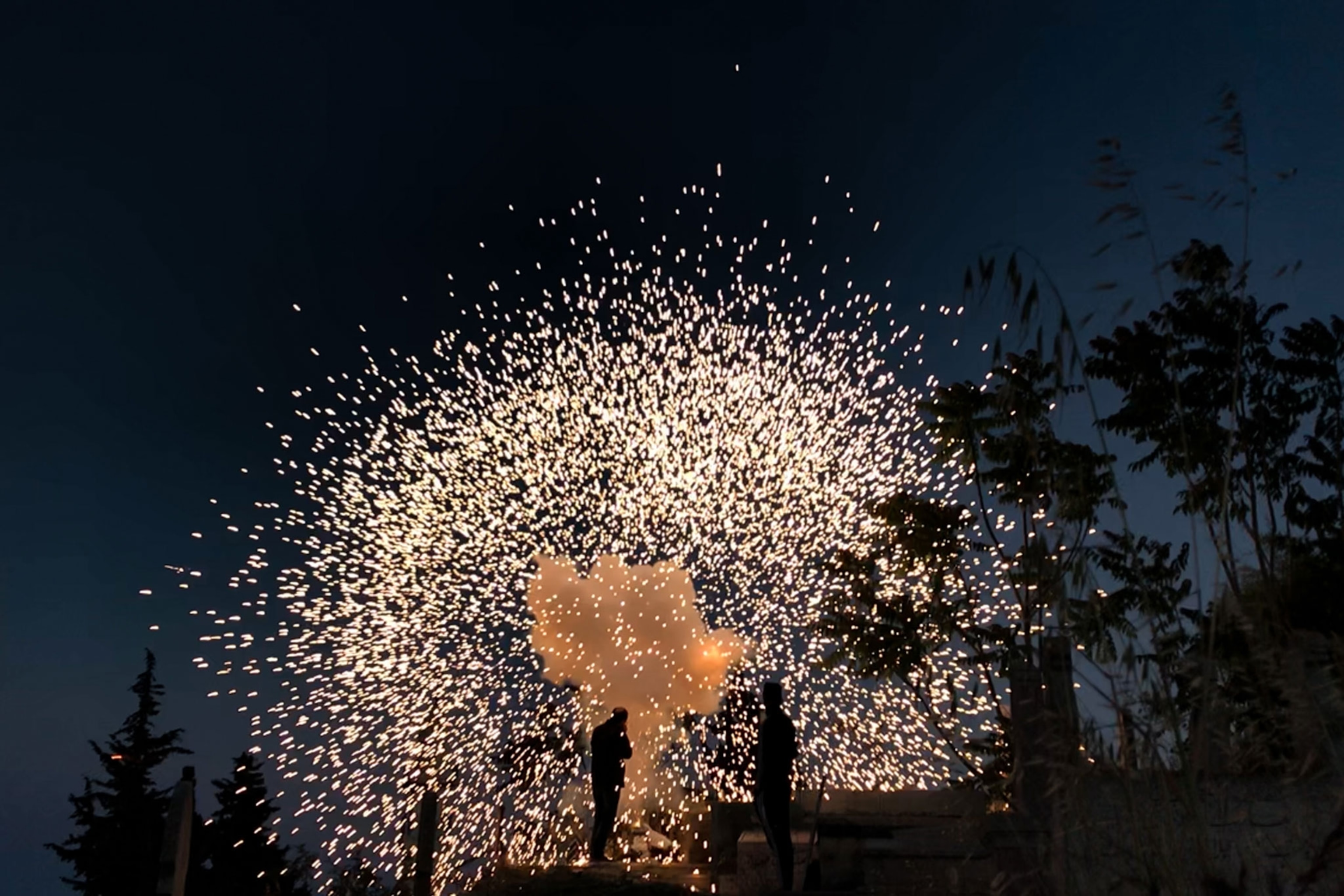 An iftar cannon is being fired