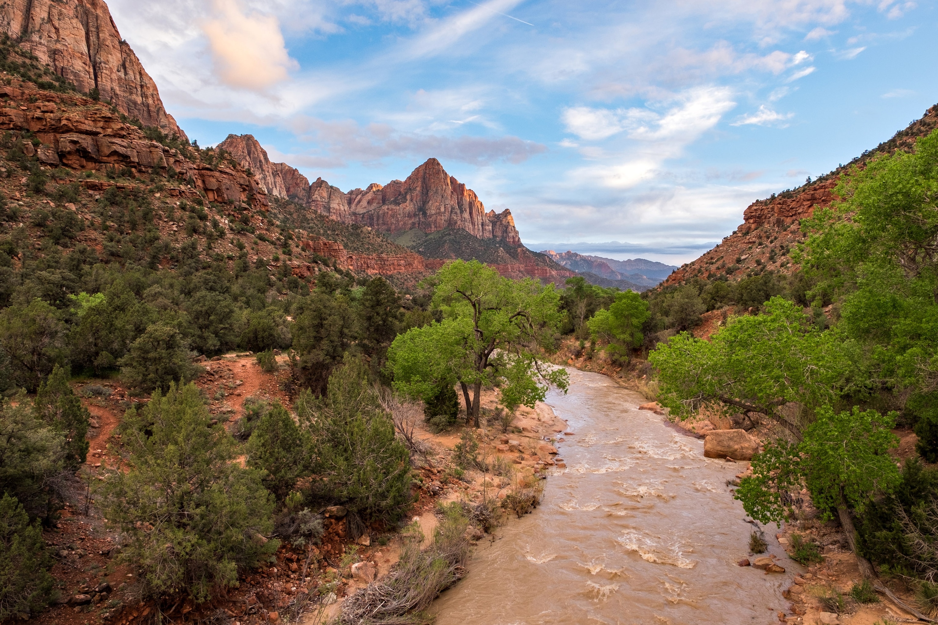 view from Canyon Junction Bridge at Zion National Park