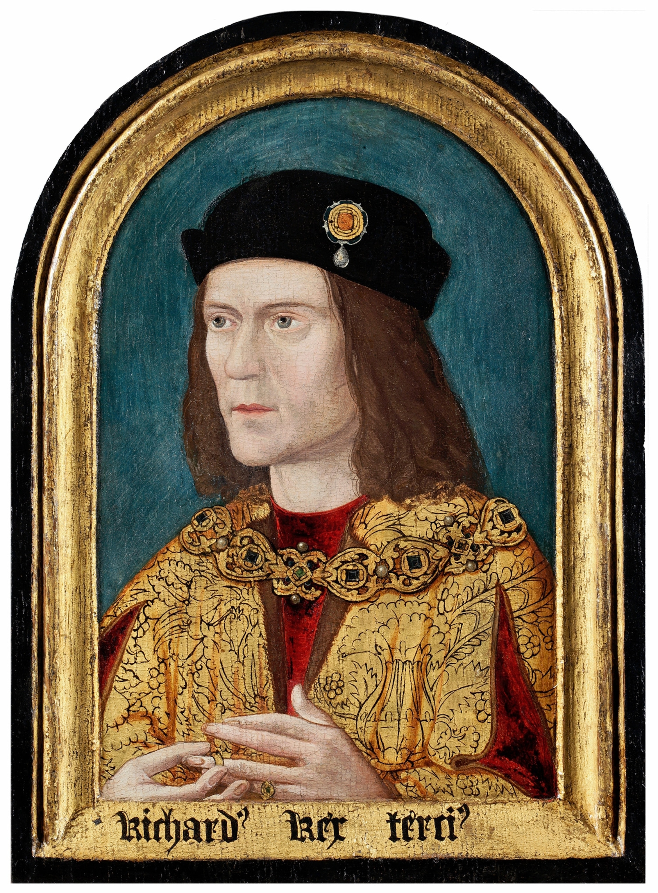 Oil painting of Richard III in gold frame.