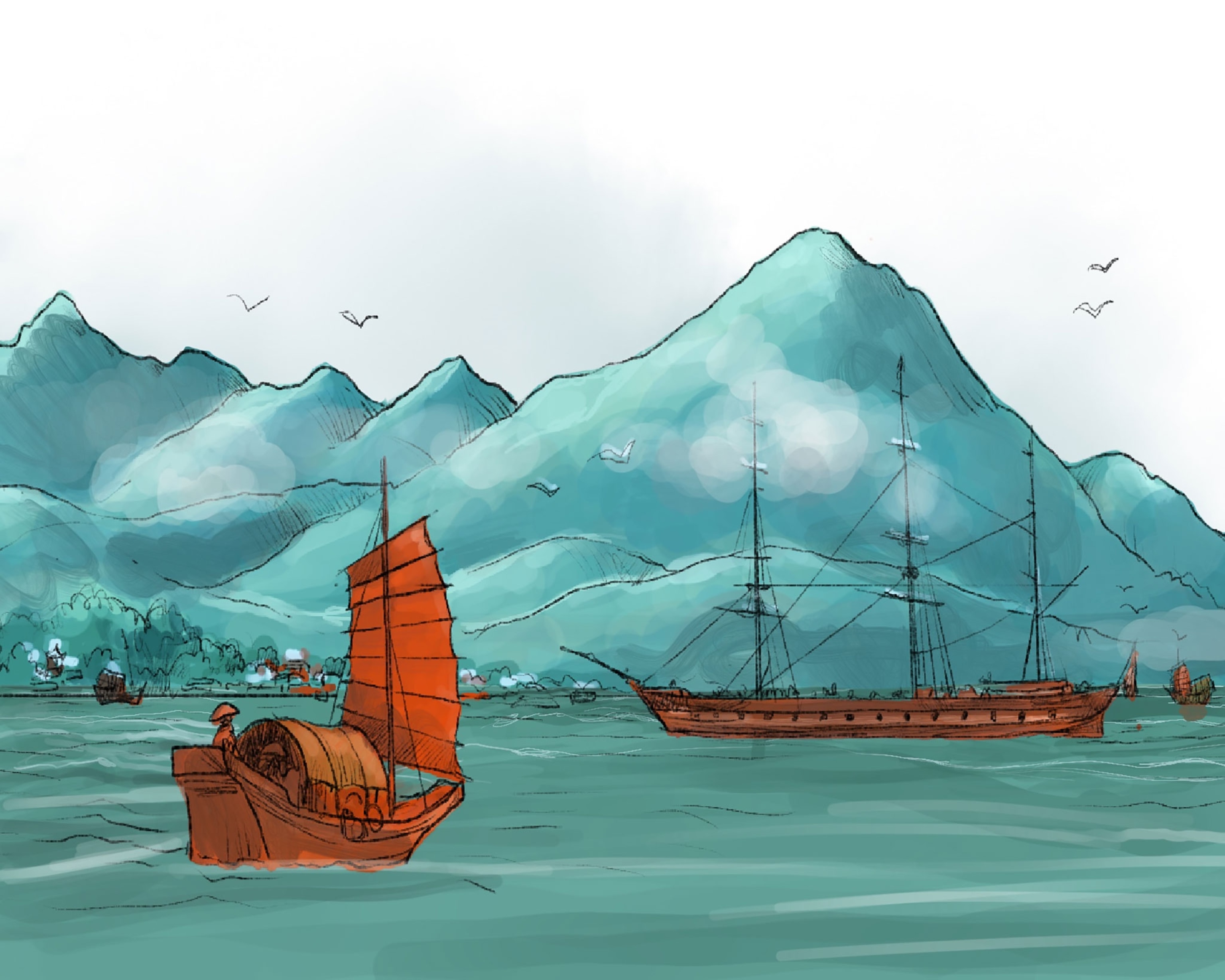 A drawing of Hong Kong before the 19th century