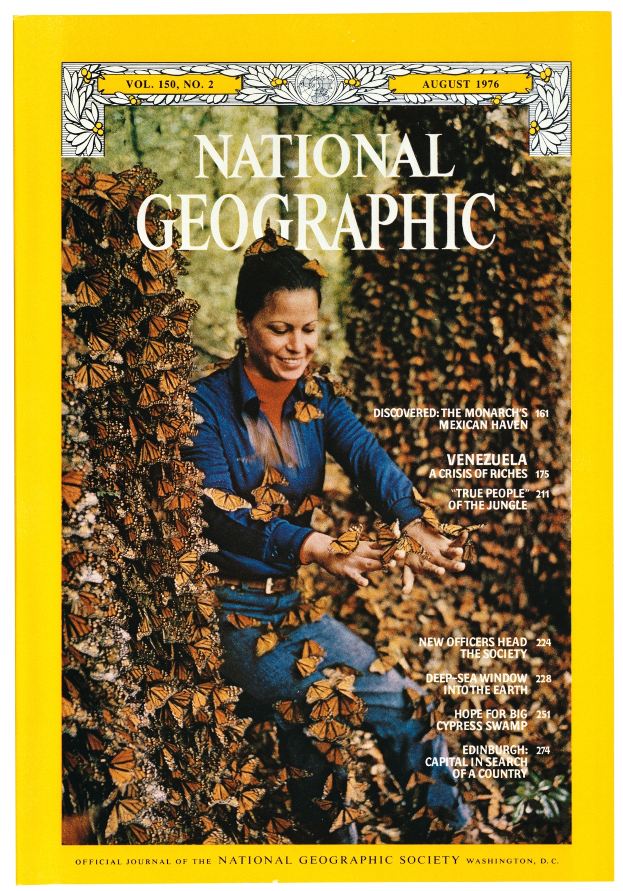 NGM cover with woman and Monarch butterflies.