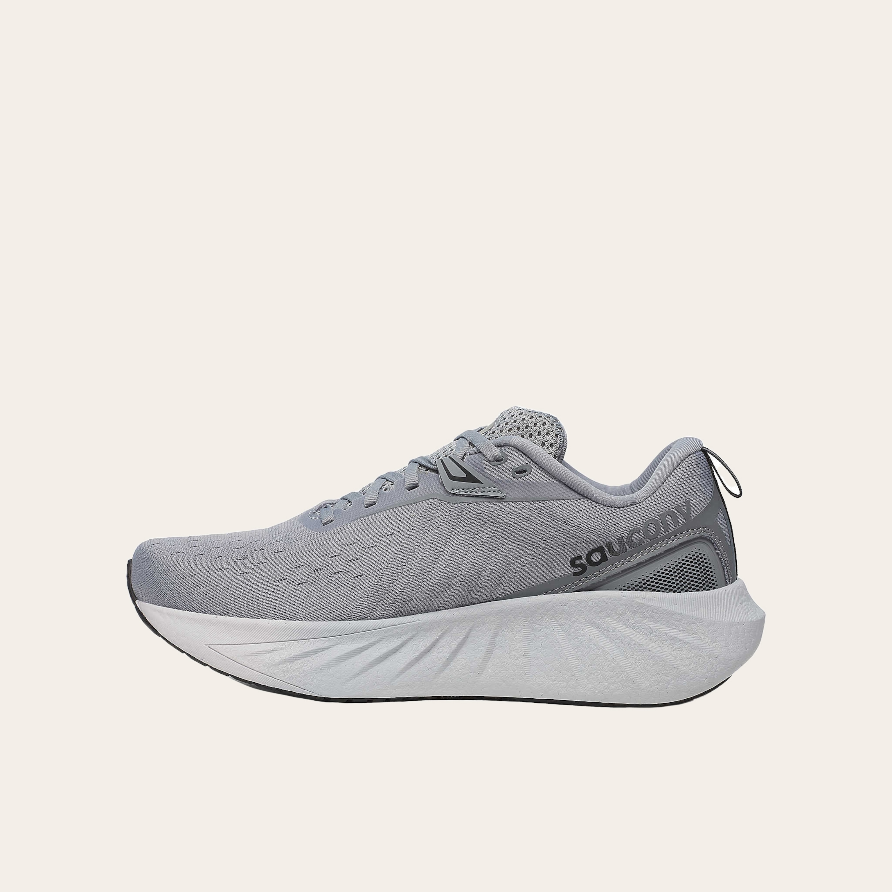 An image of grey running shoes.