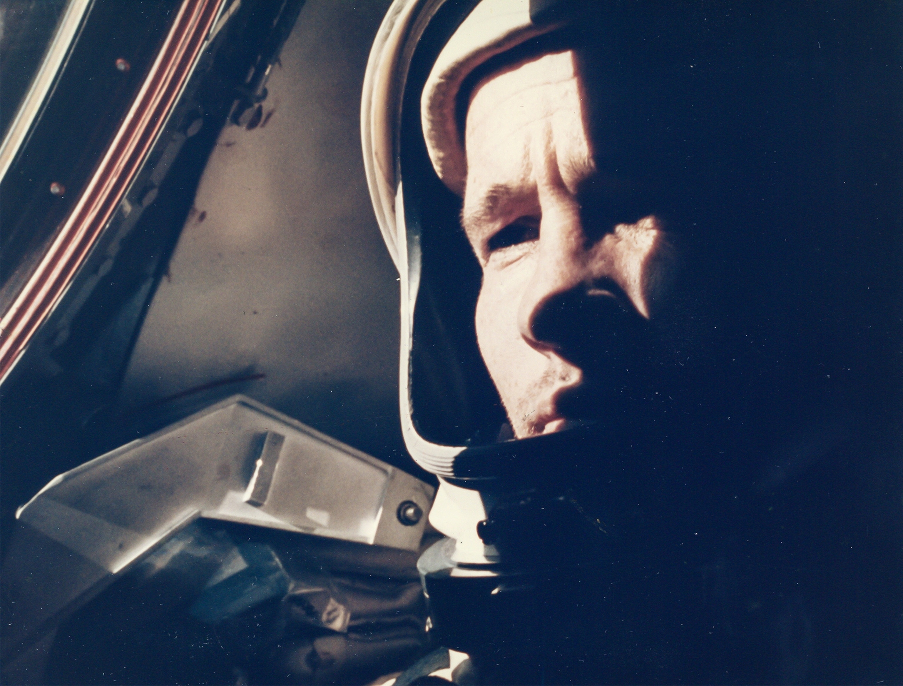 Ed White in the pilot's seat of Gemini 4
