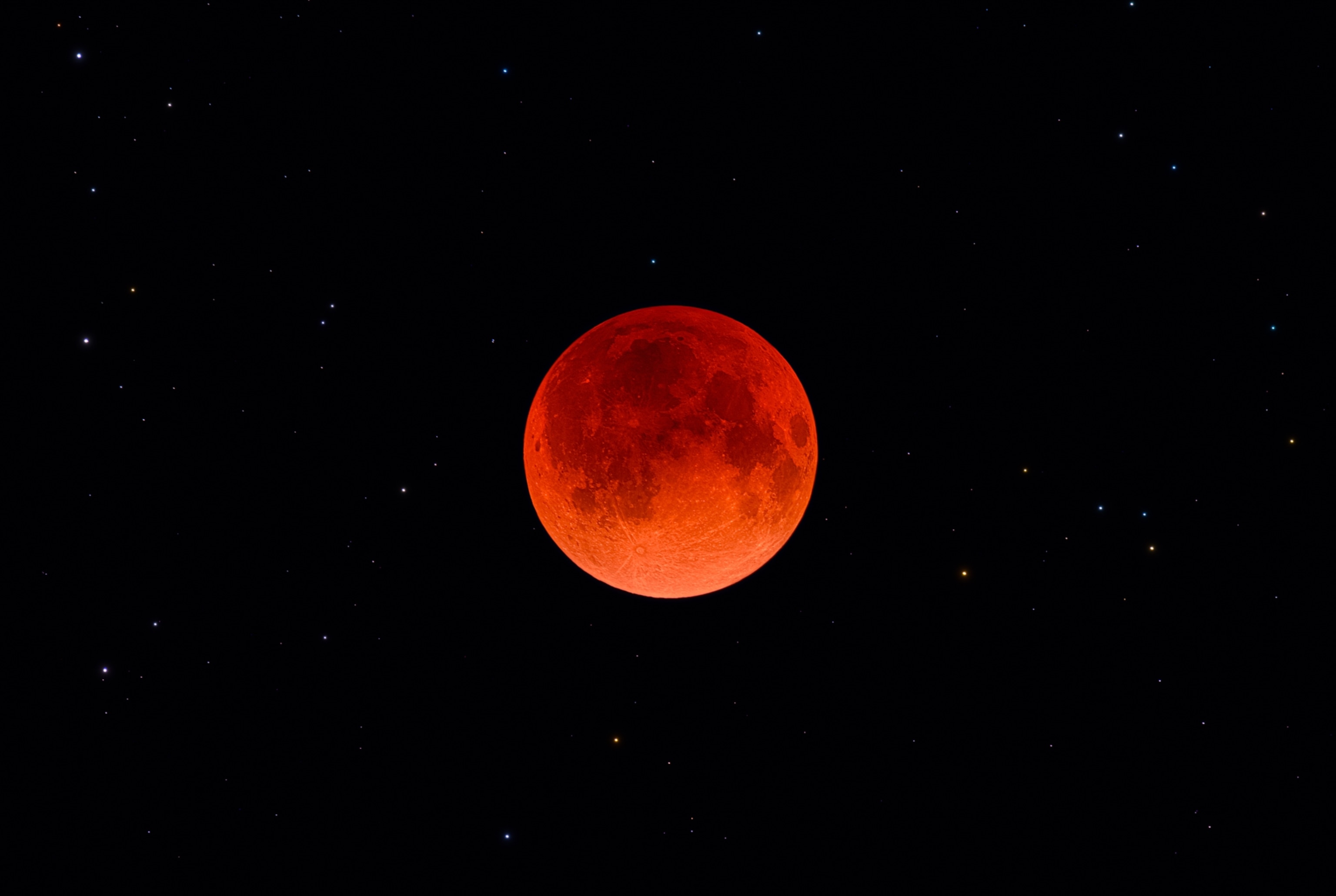 A dark-red Moon.