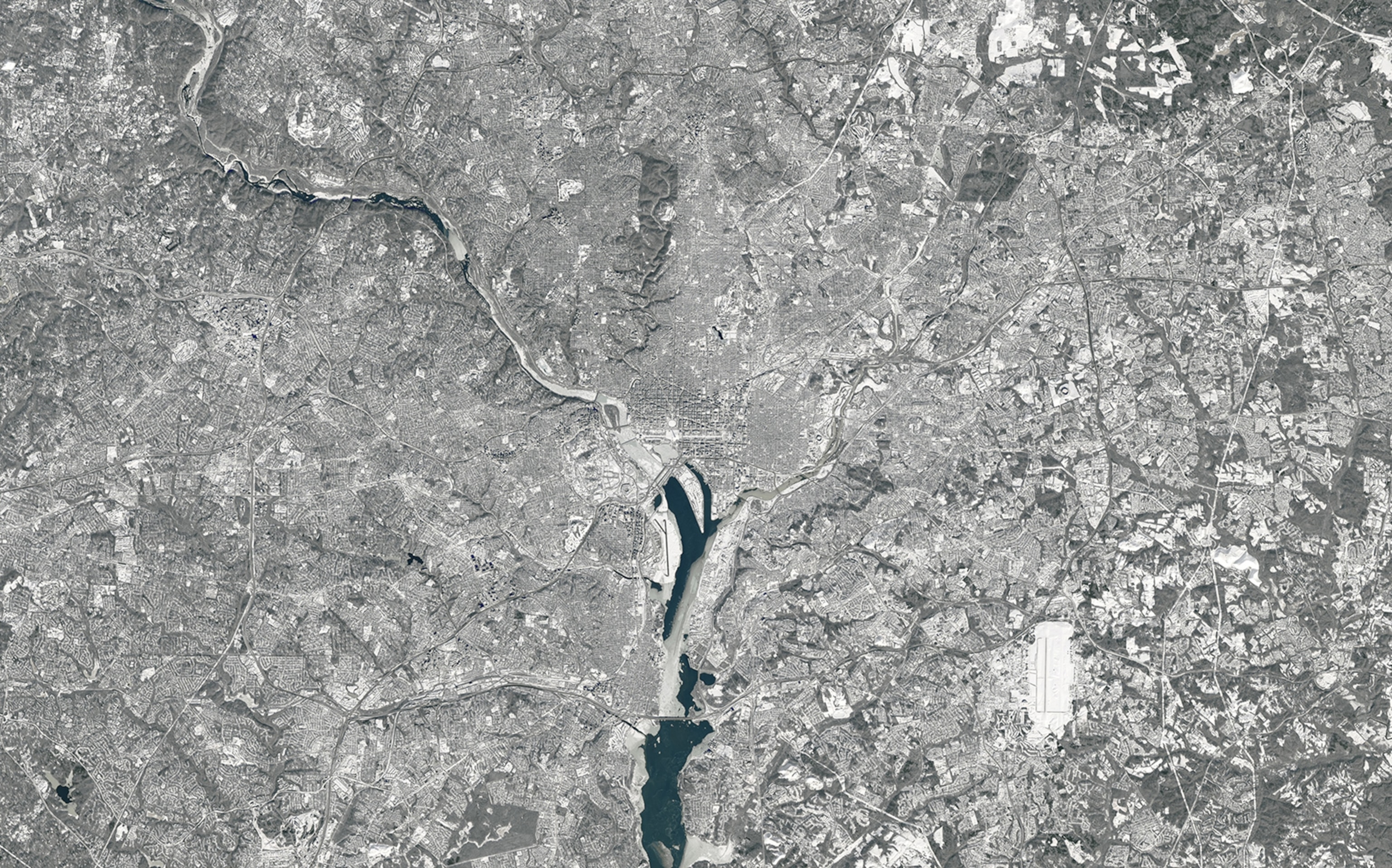 Washington, D.C. covered in snow after a blizzard in January 2016