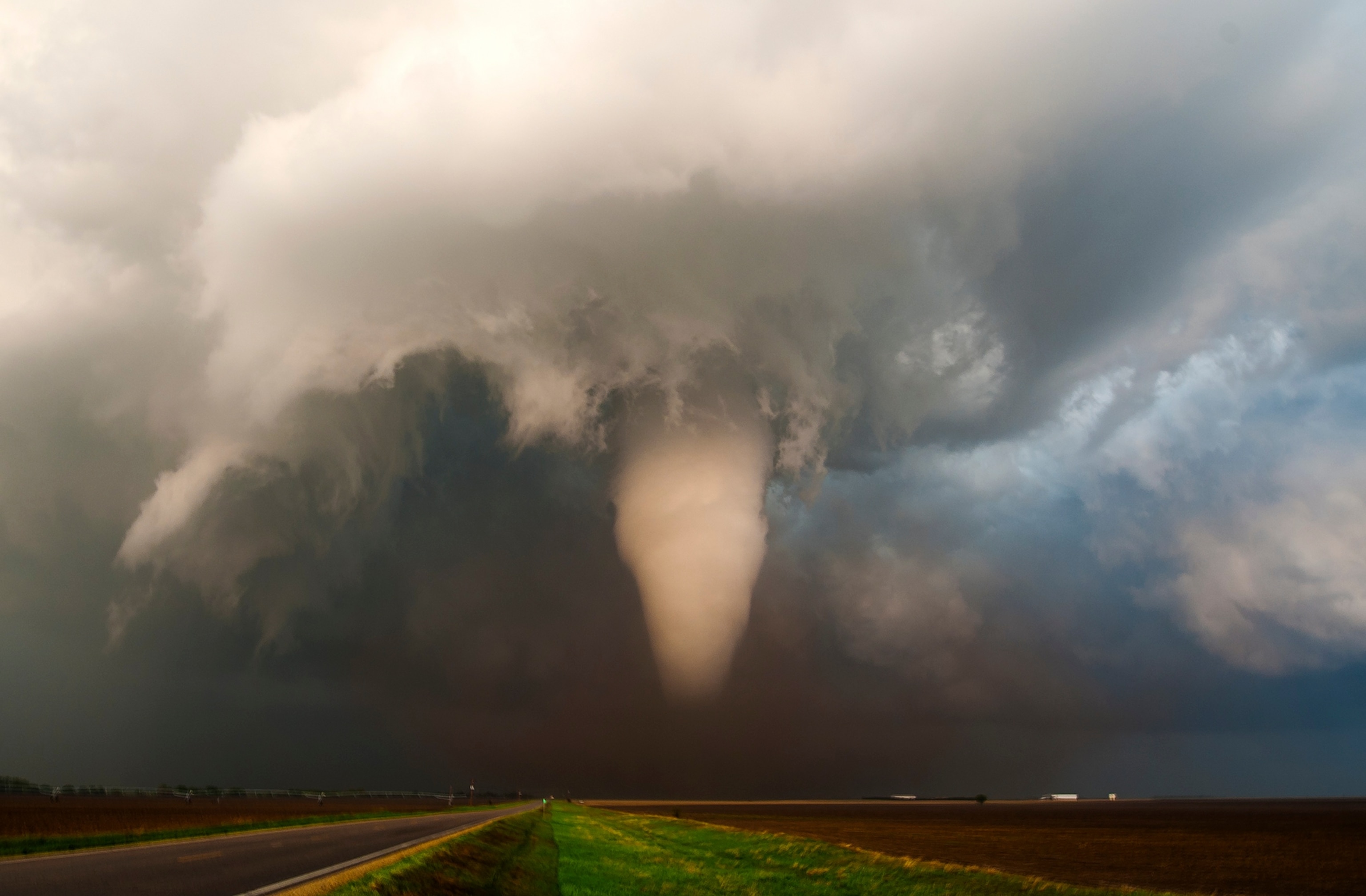 a tornado touching down in Kansas.