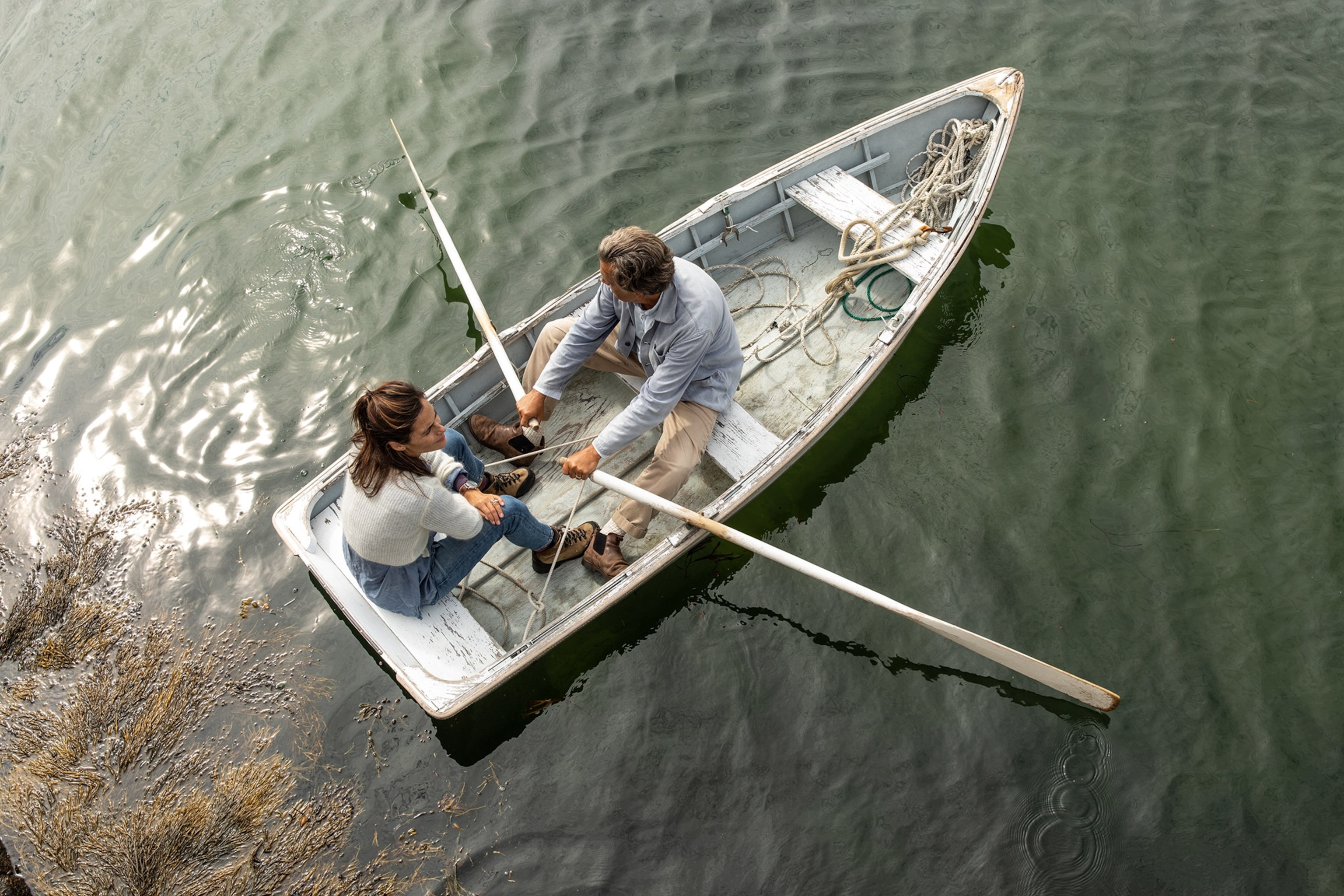 two people in a rowboat in Maine
