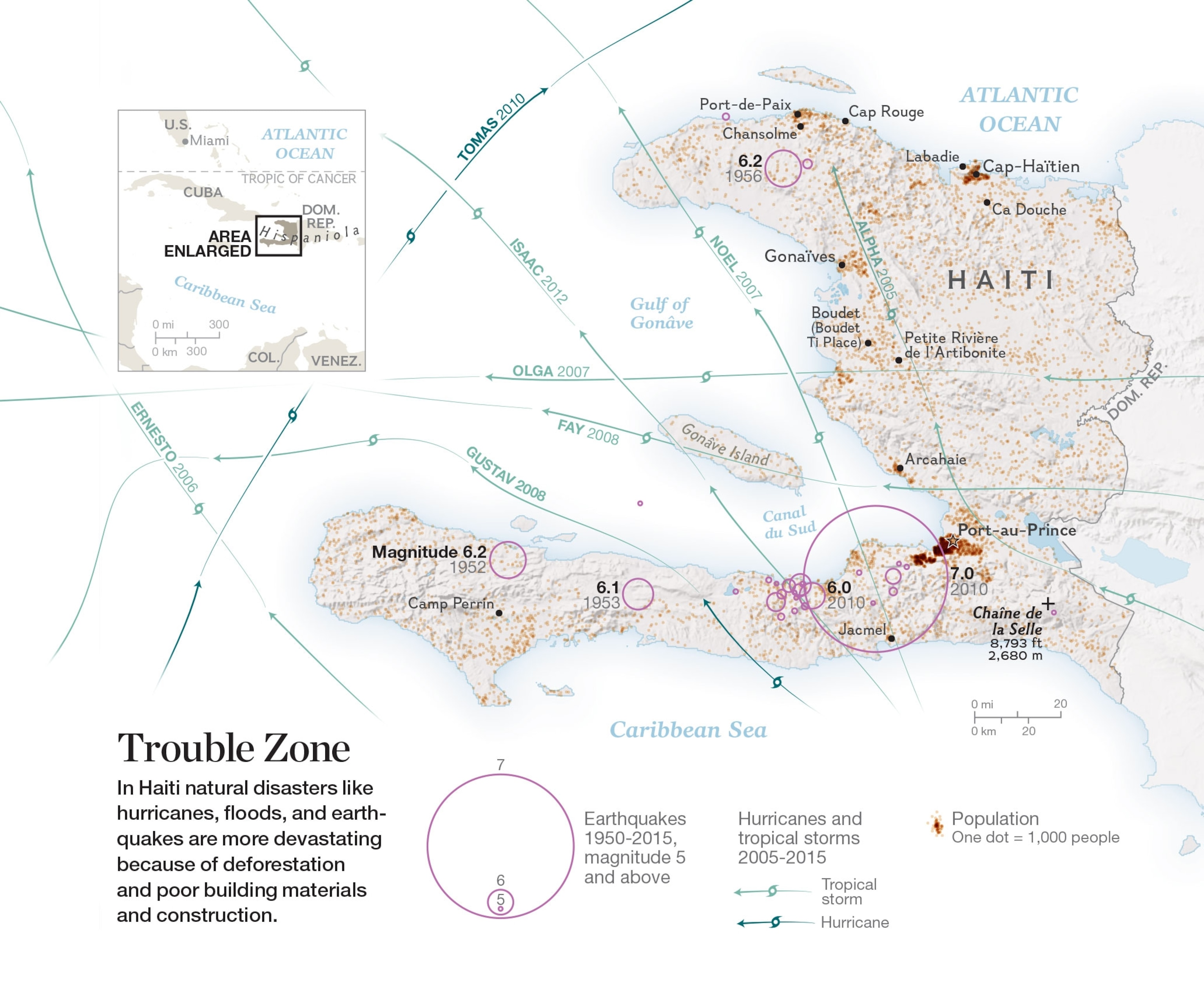 a map of Haiai's natural disasters
