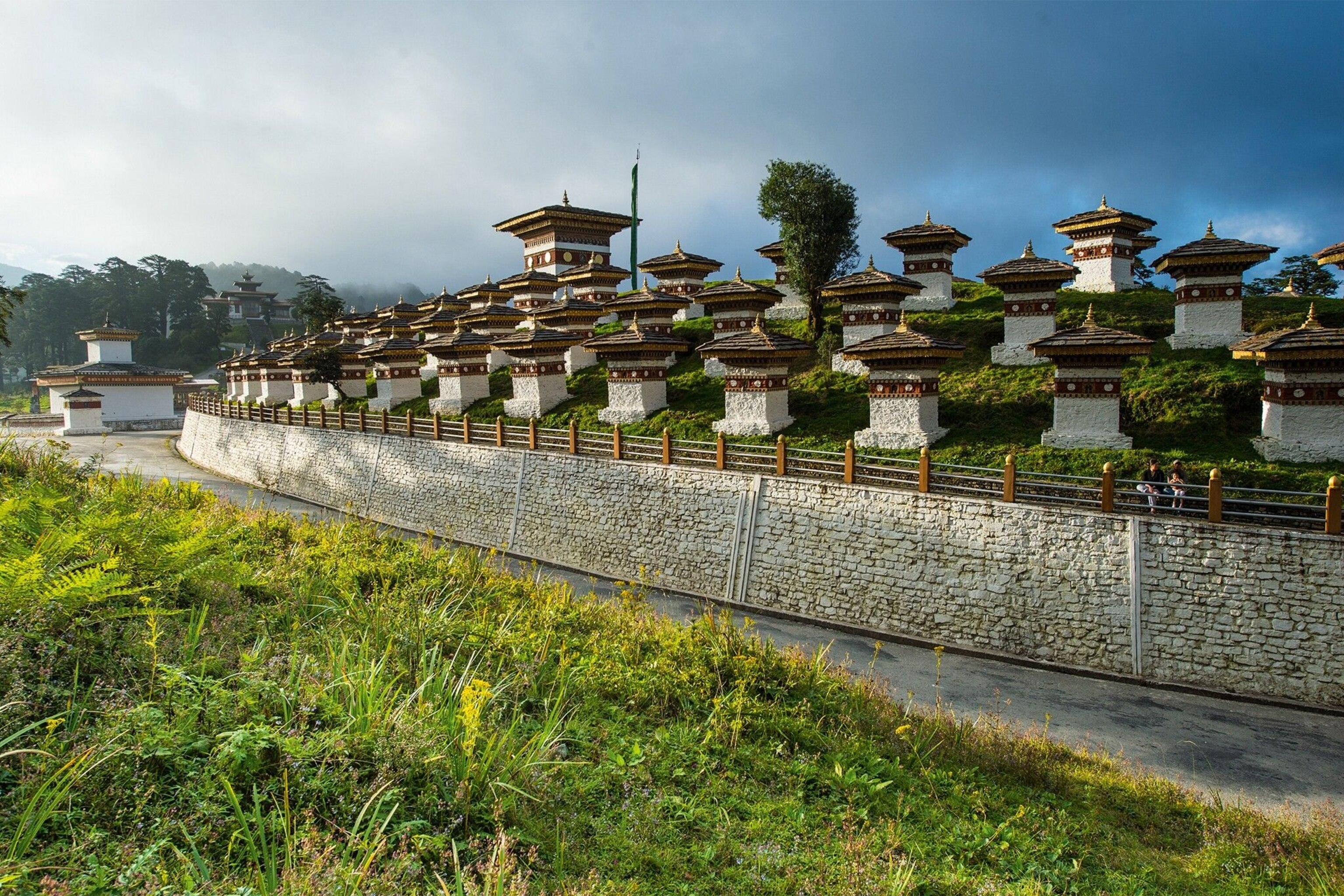 The Druk Wangyal Chortens — a group of 108 memorial stupas.