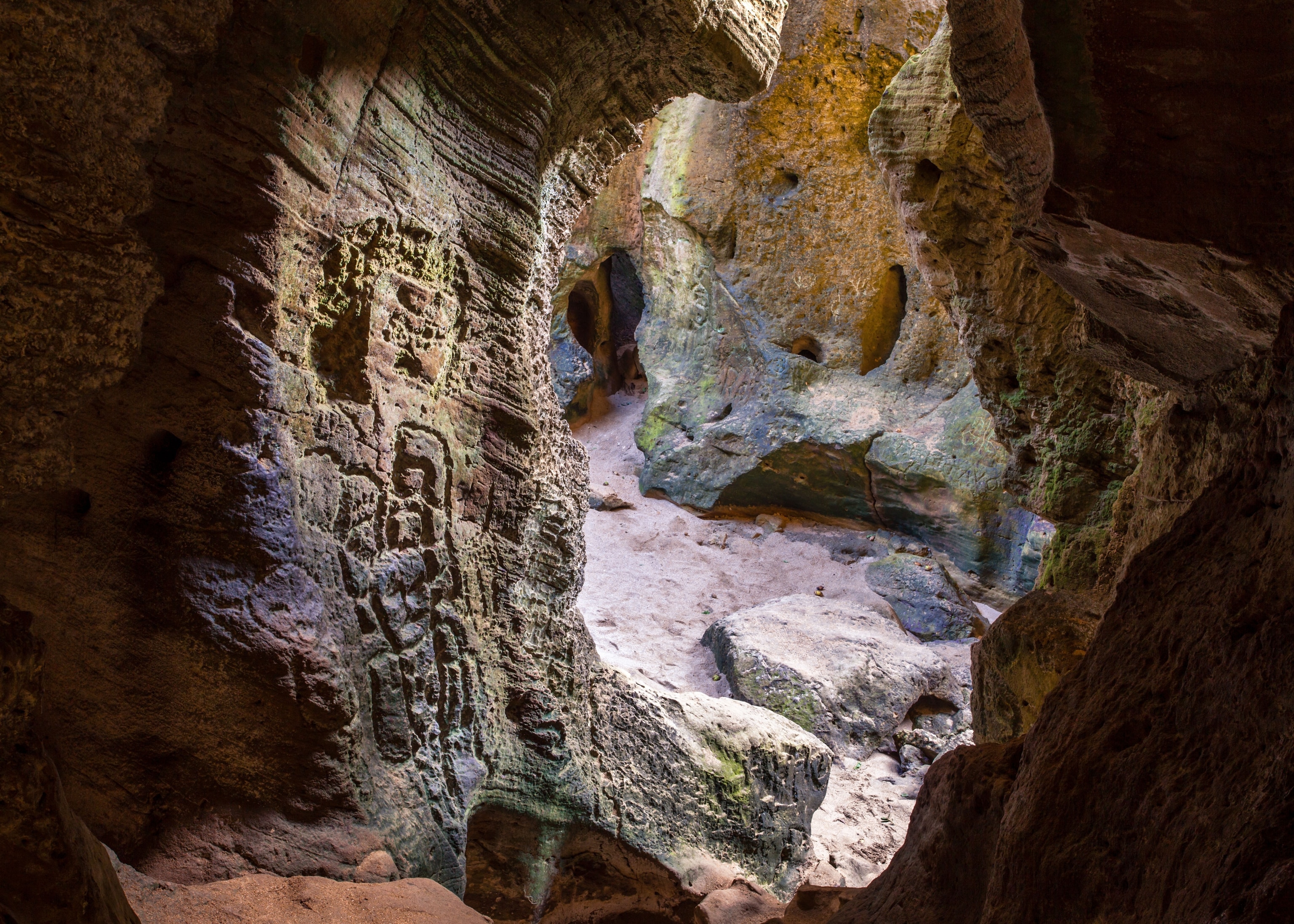 Taino drawings in Cueva del Indio, Puerto Rico.