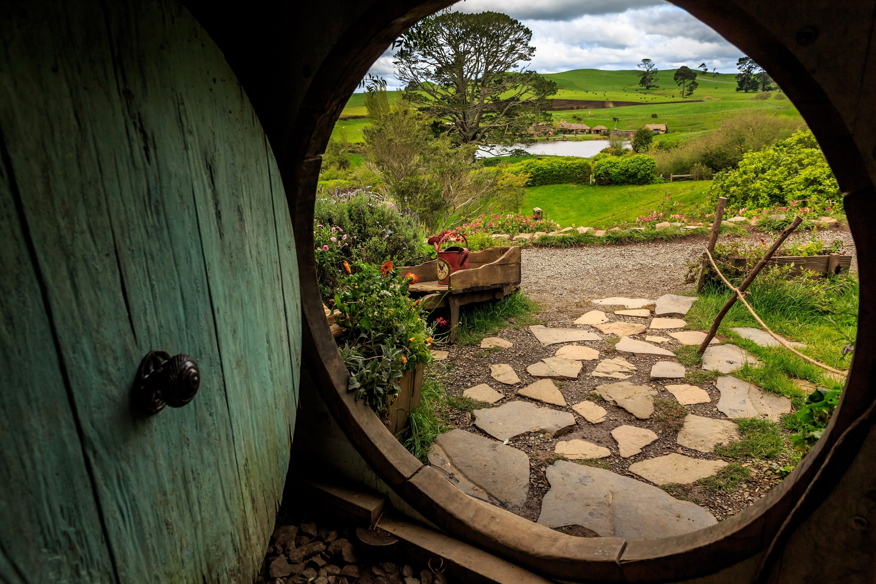a Hobbit-hole in Hobbiton, Hinuera, Matamata, New Zealand