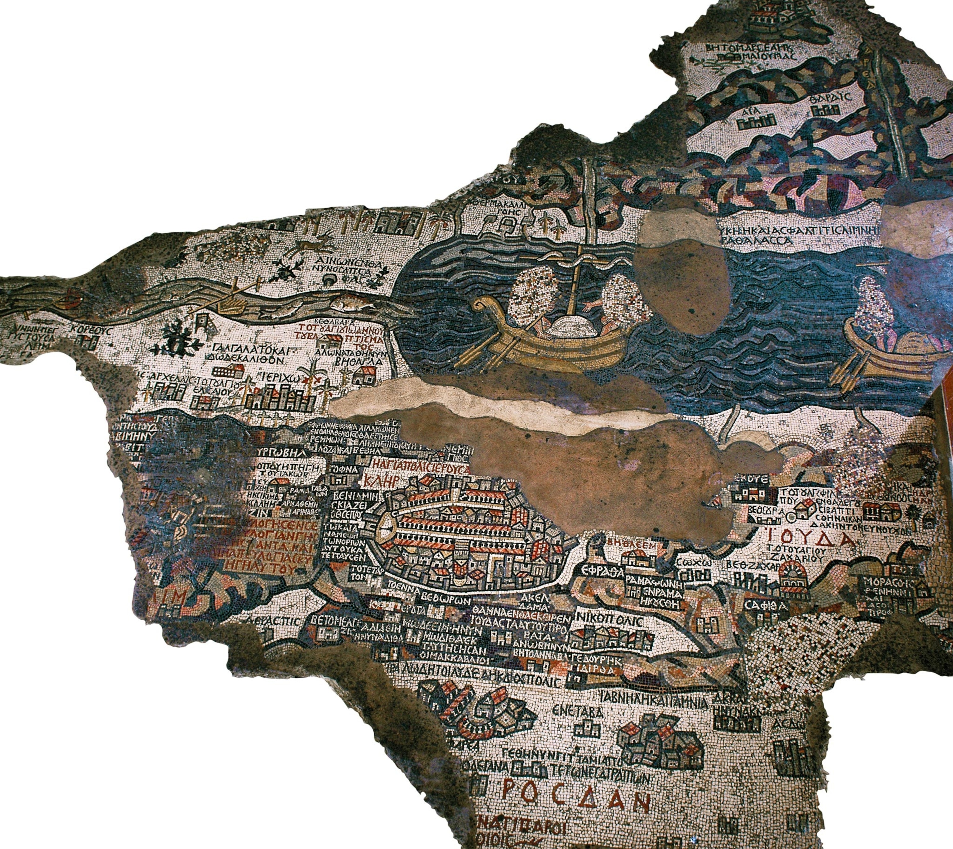 close up of mosaic map of the Holy Land