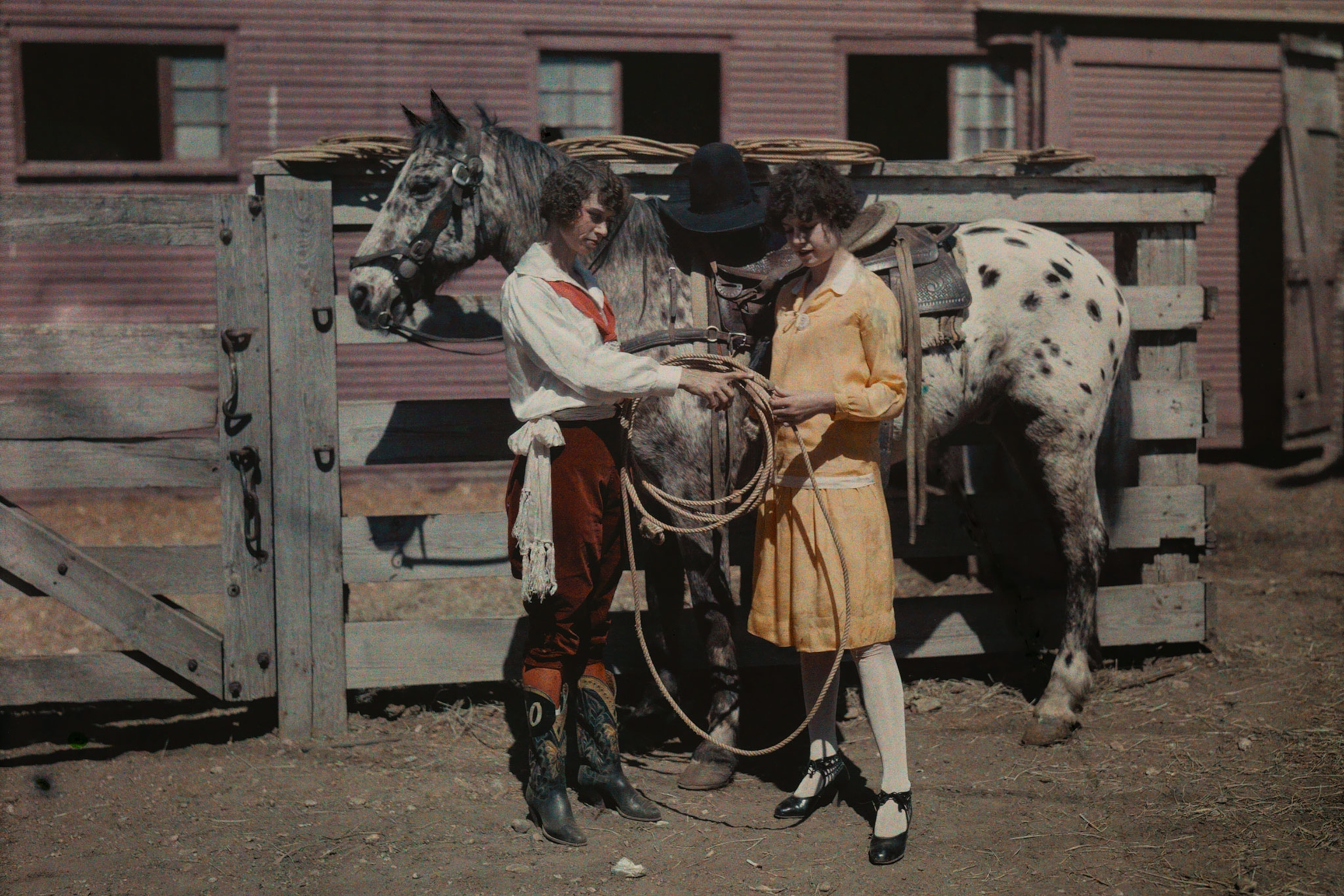 women near a horse