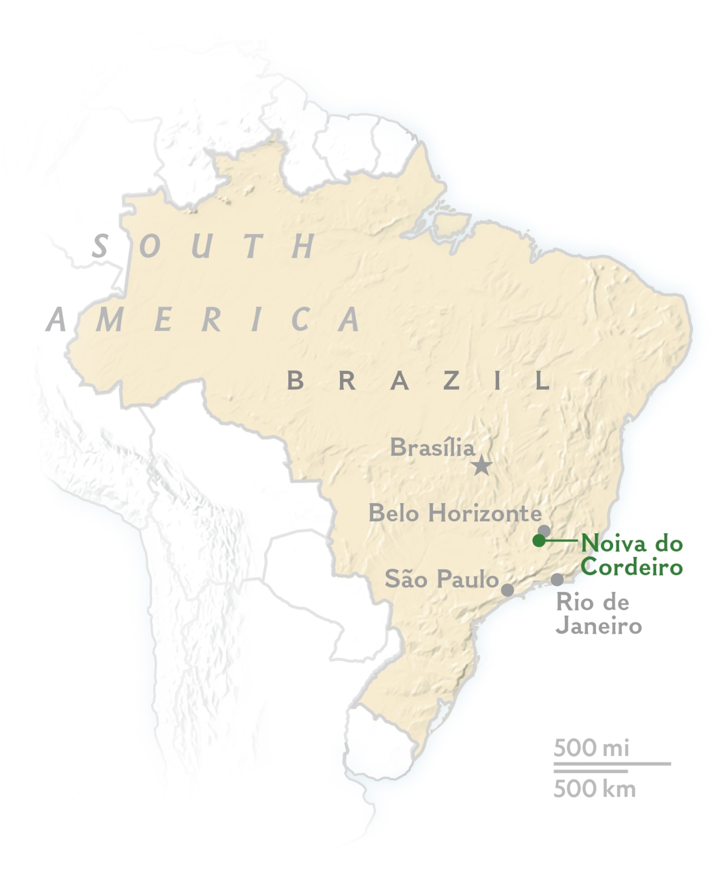 Map of Brazil calling out Noiva do Cordeiro