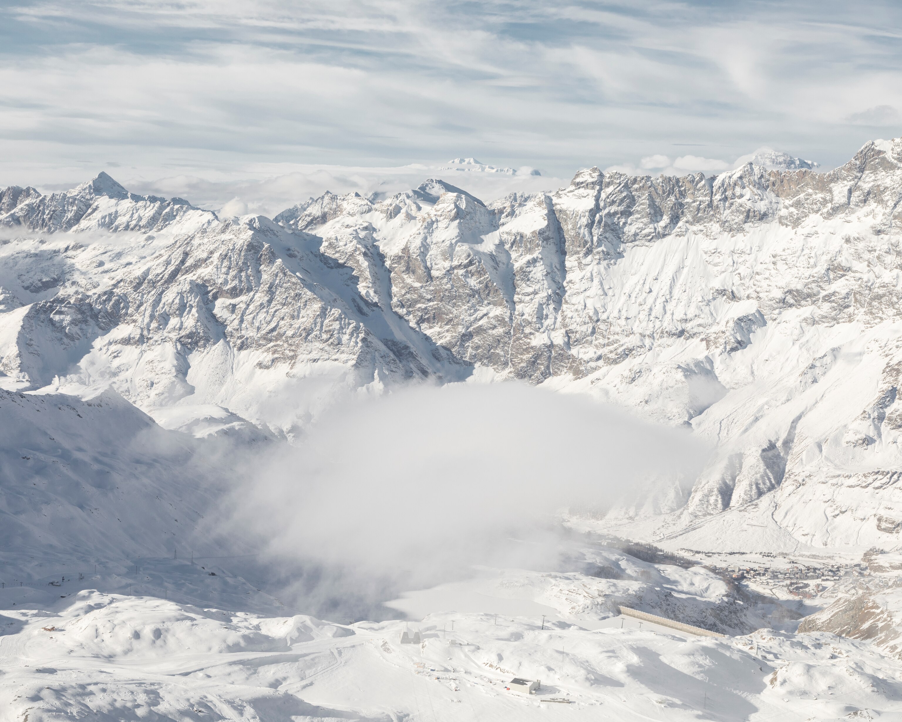 The desolate slopes of the Italian side of the alps