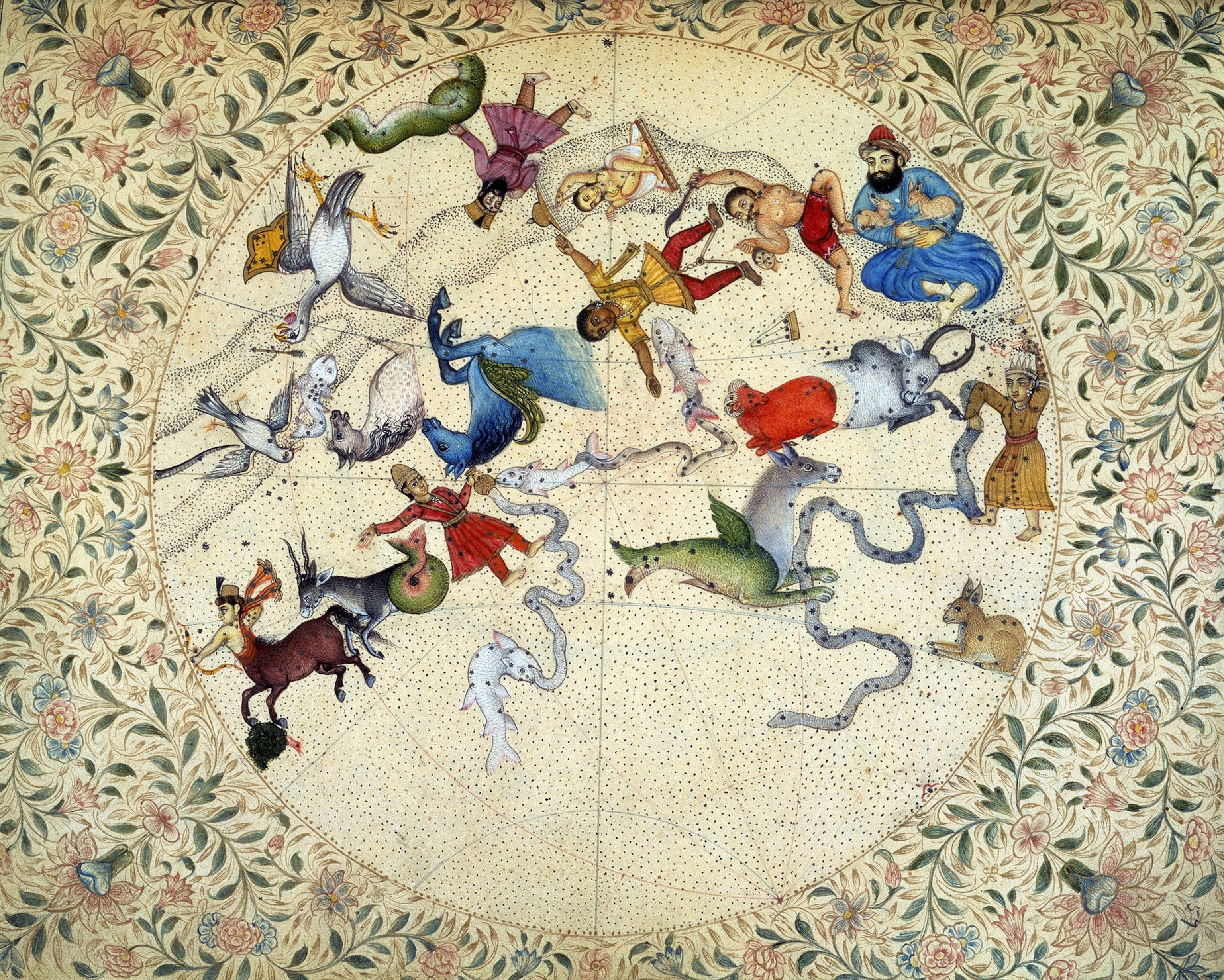 A manuscript page depicting signs of the Zodiac.