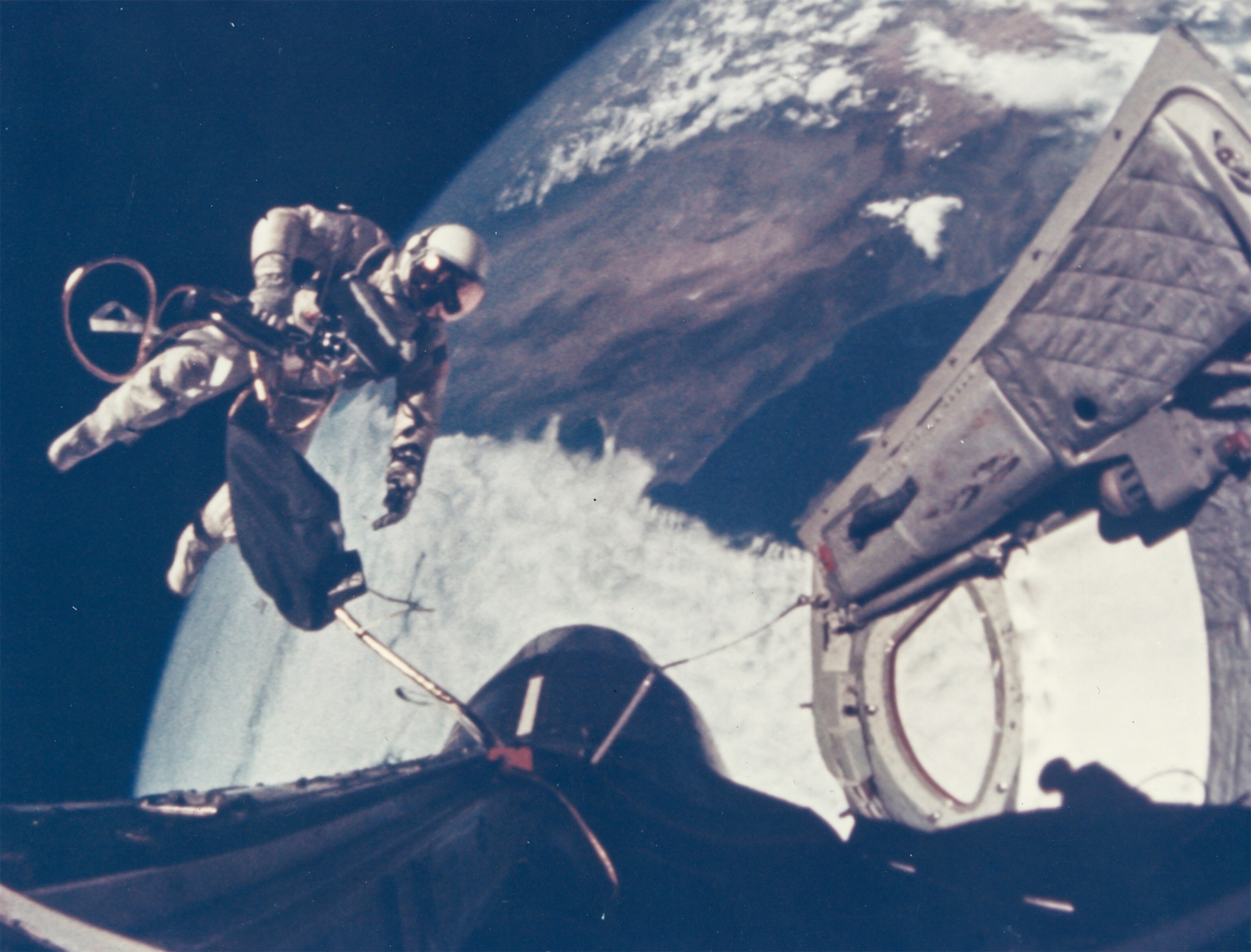 Ed White taking the first space walk in 1965