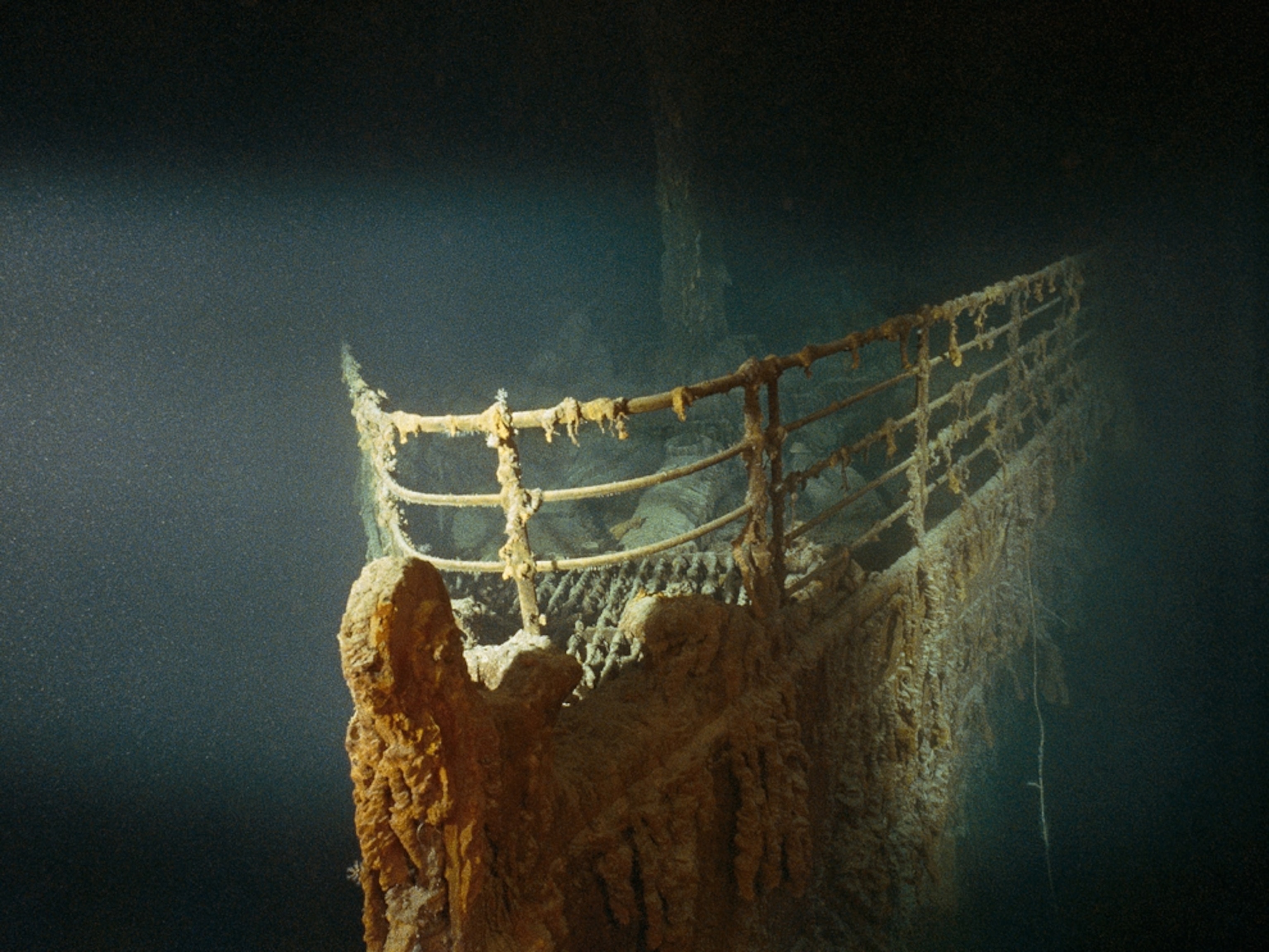 The rusted prow of the H.M.S. Titanic.