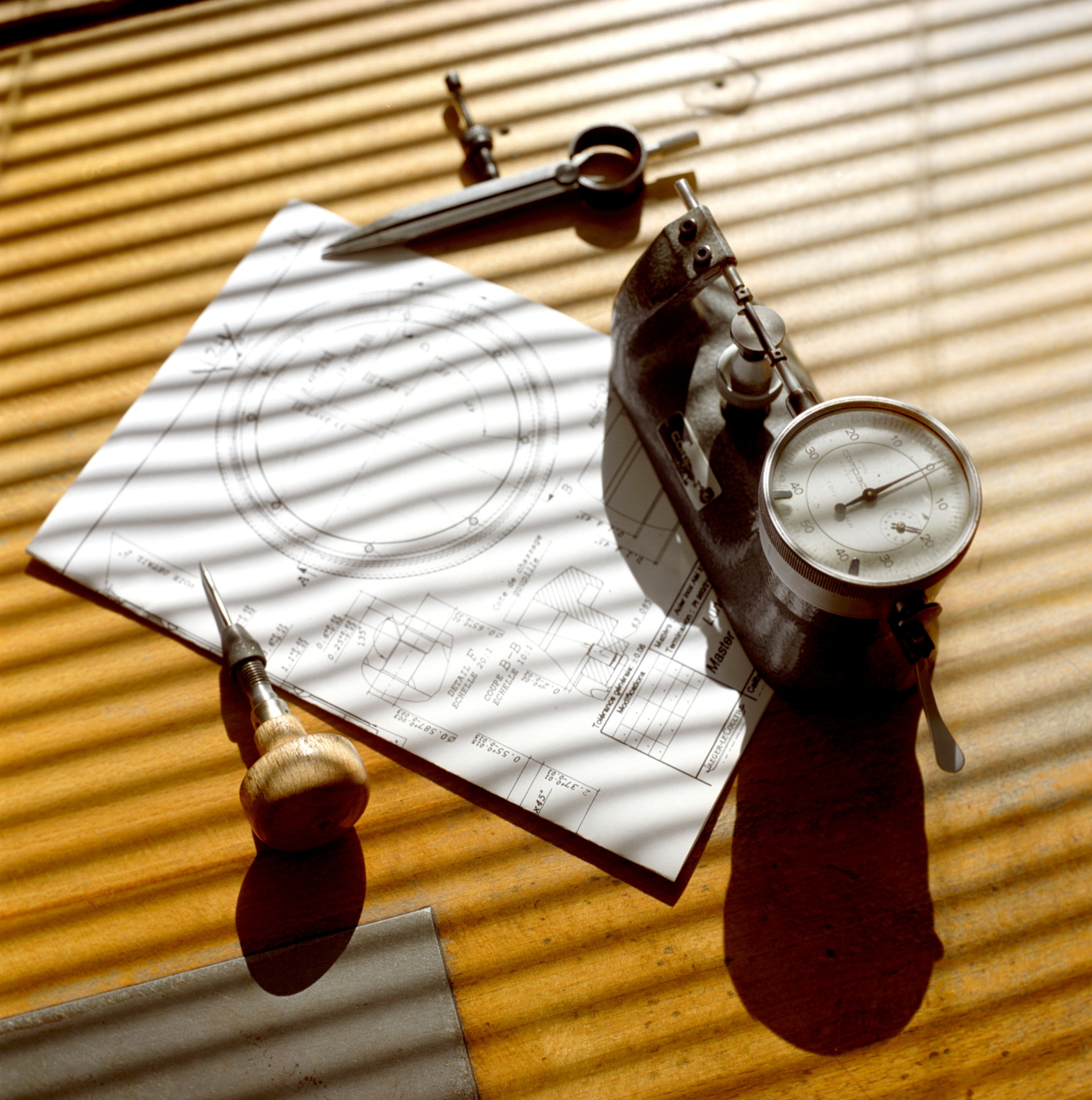 Antique watch making tools including on display