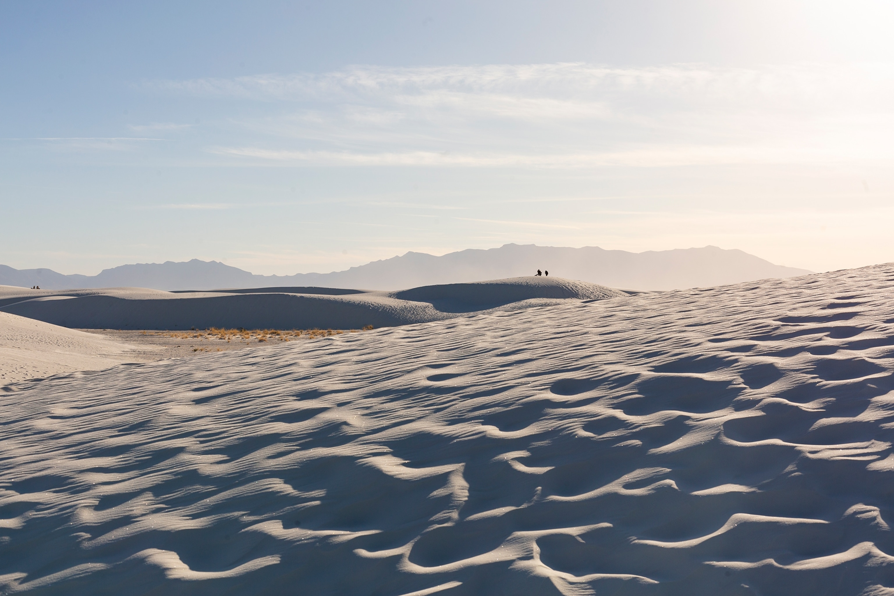 The white sand dunes at White Sands National Park, New Mexico.