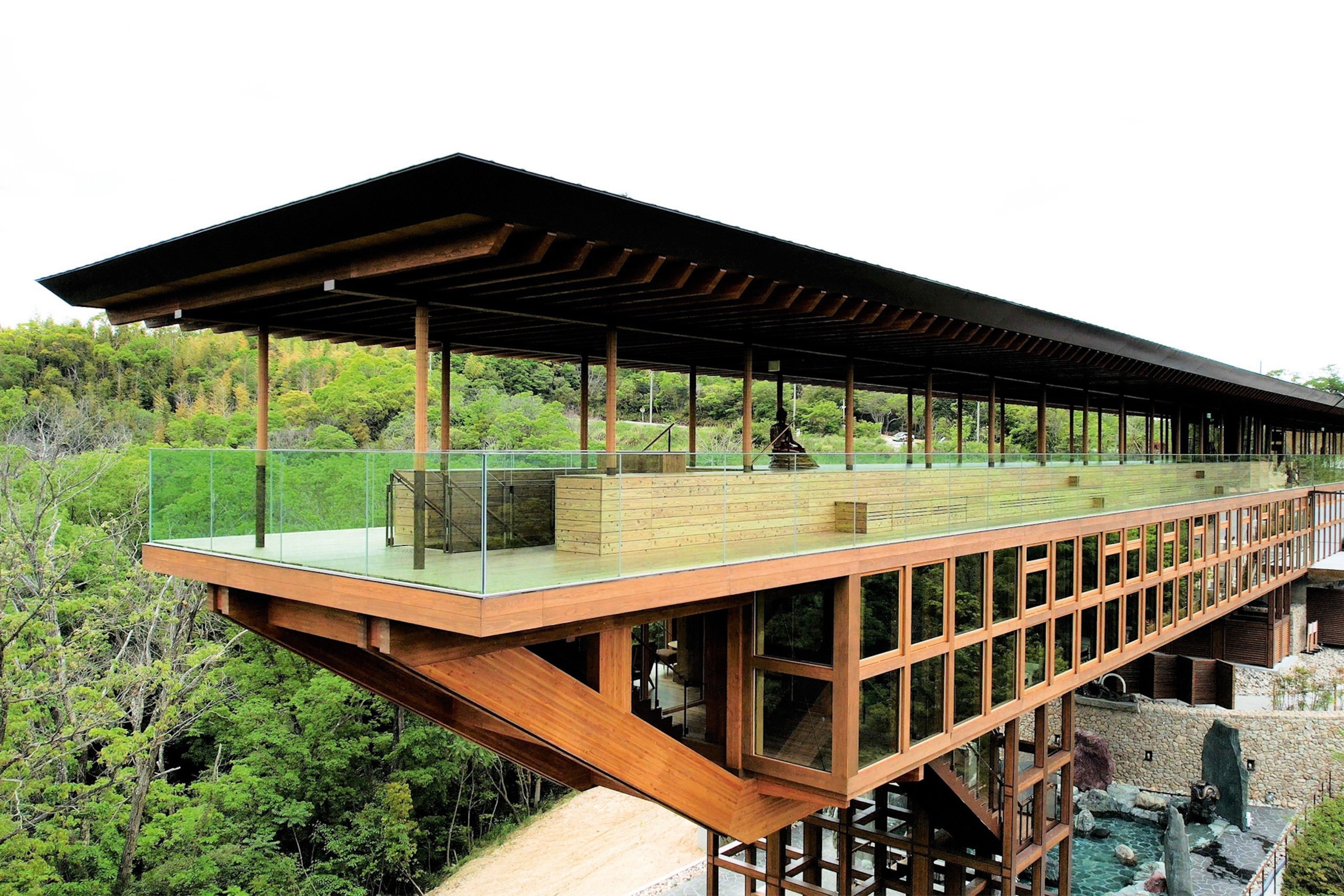 The glass-encased meditation deck.