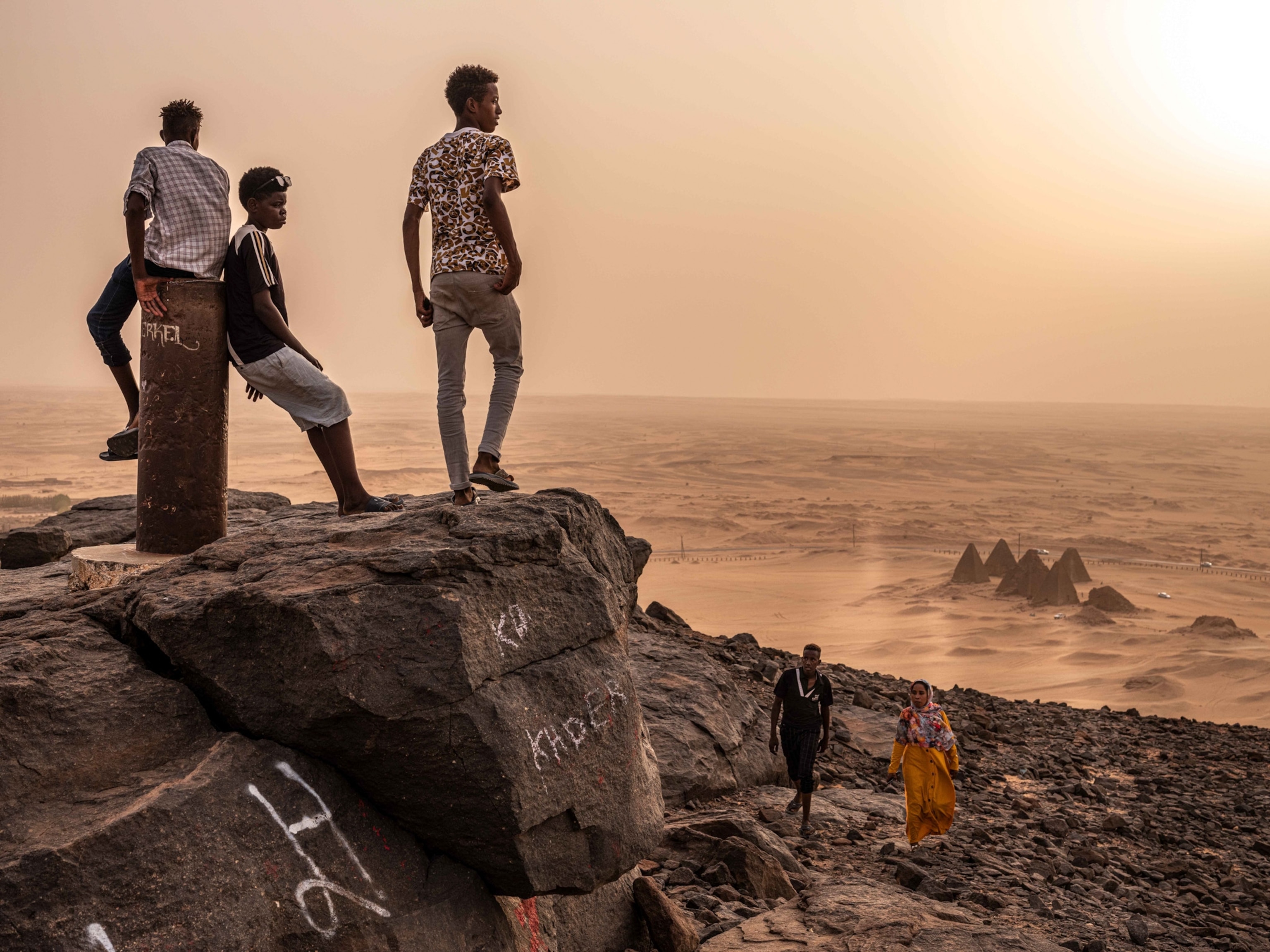 Sudanese tourists visit Jebel Barkal, Sudan